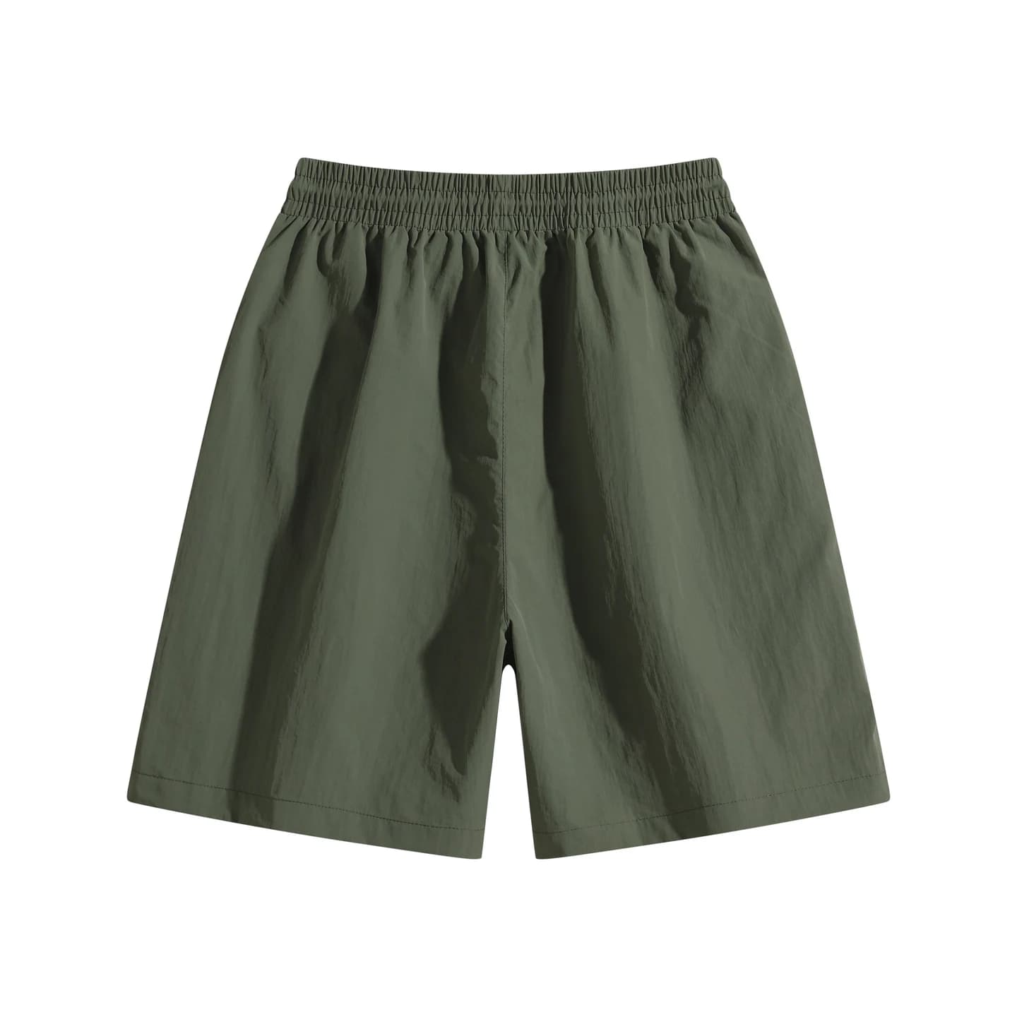 Everyday Woven Shorts in Army Green, back flat lay