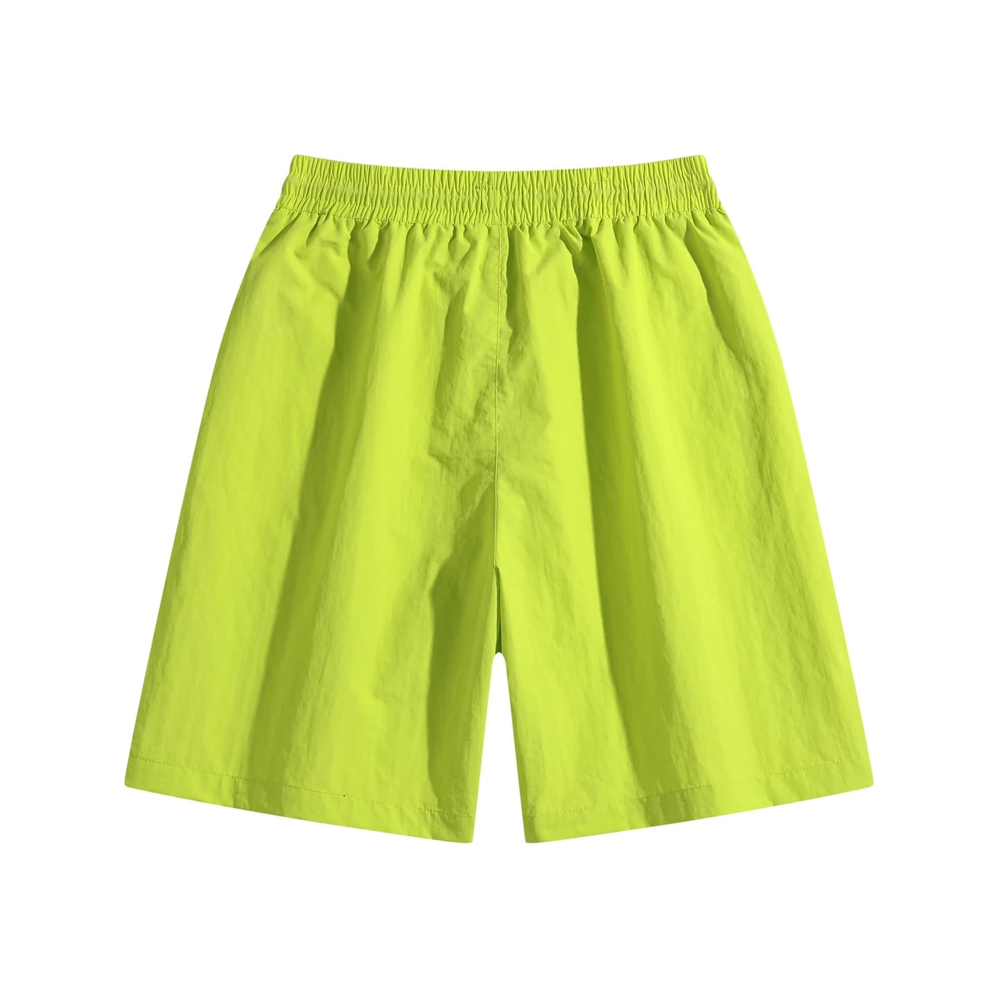 Everyday Woven Shorts in Neon Green, back flat lay