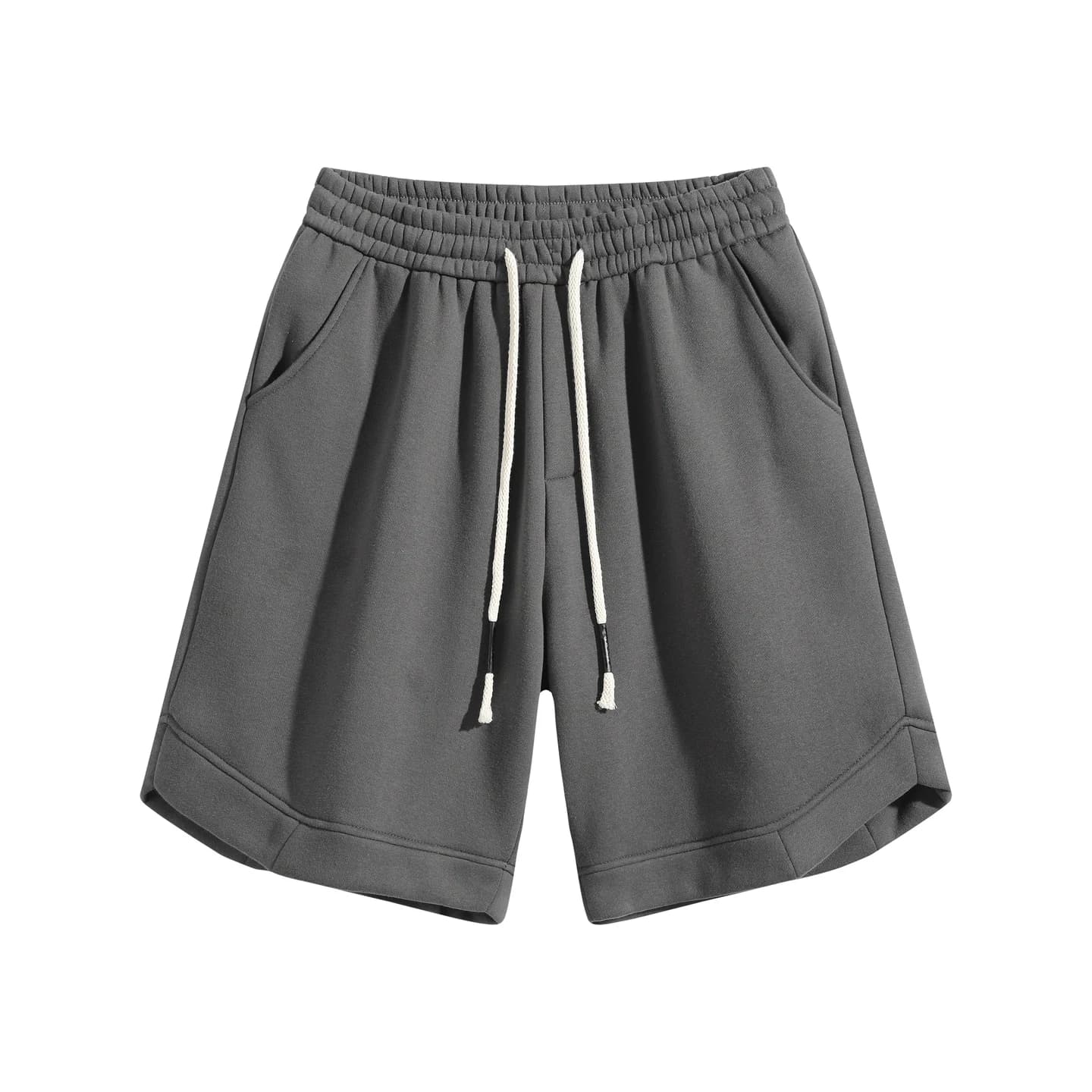 Relaxed Knit Shorts in Charcoal, front flat lay