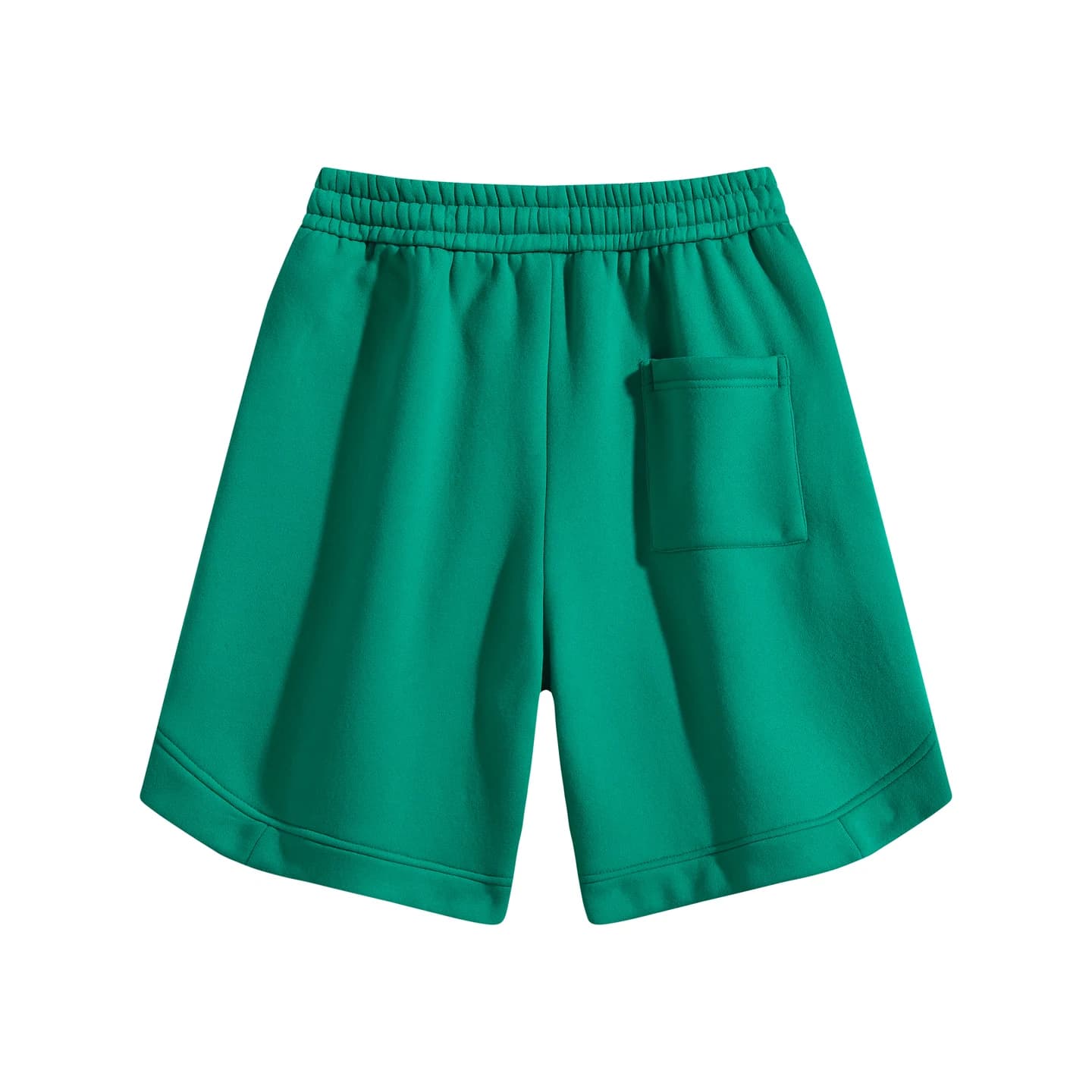Relaxed Knit Shorts in Forest Green, back flat lay