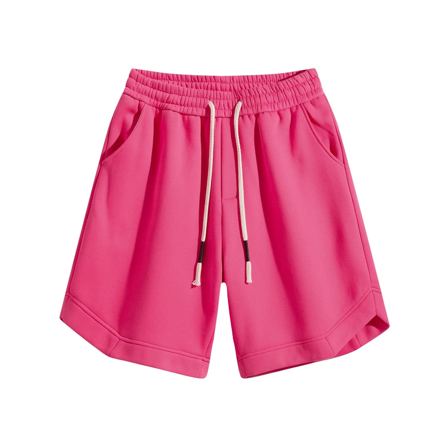Relaxed Knit Shorts in Hot Pink, front flat lay