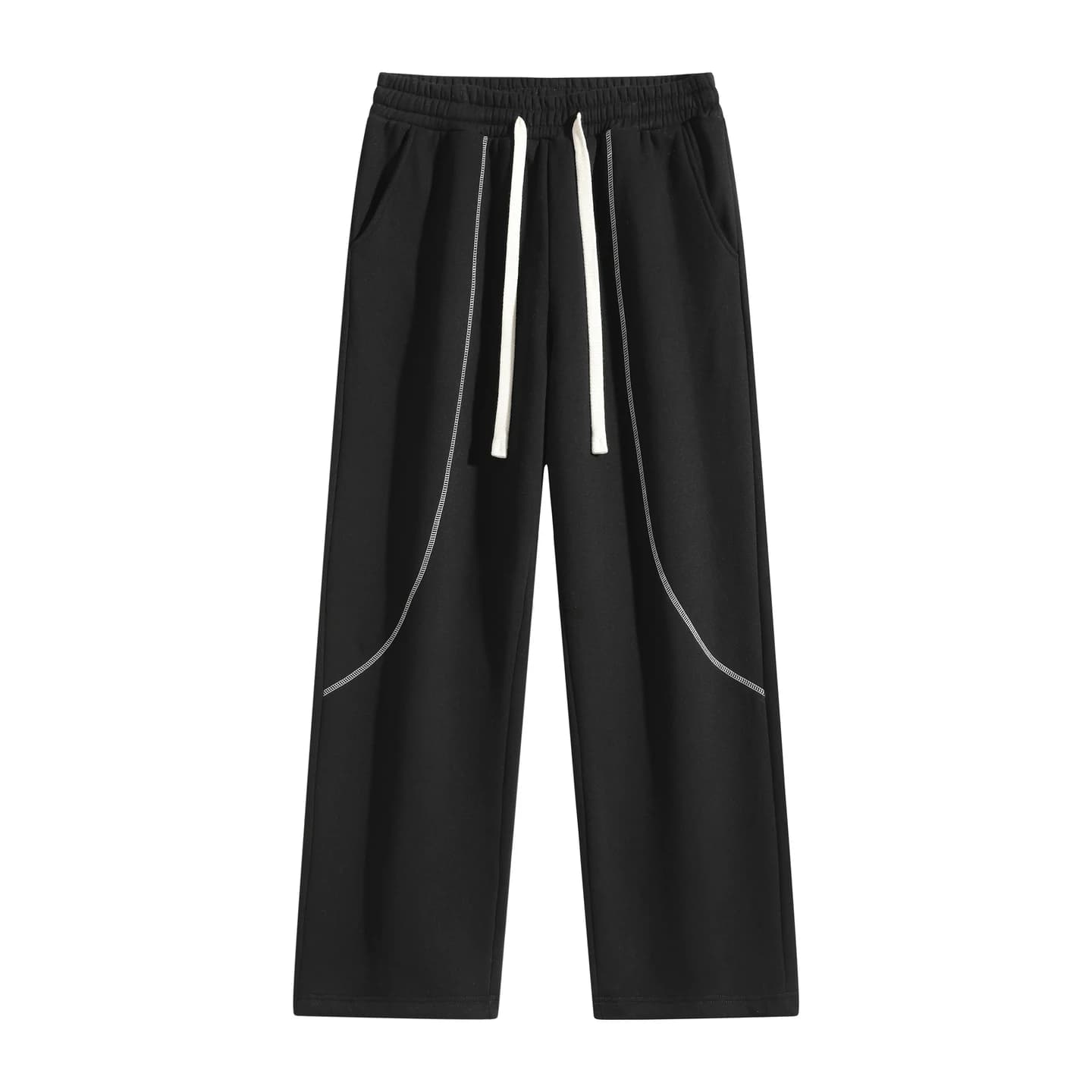 Curved Seam Sweatpants in Black, front flat lay