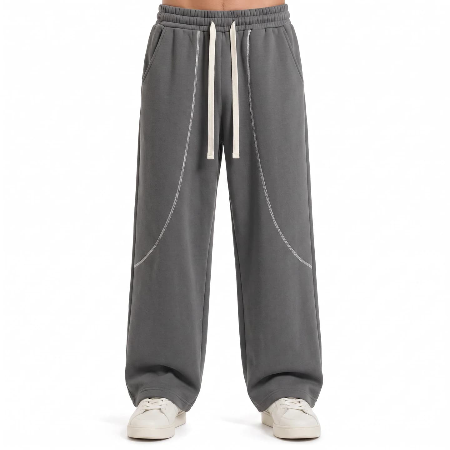 Curved Seam Sweatpants in Charcoal, relaxed men's fit