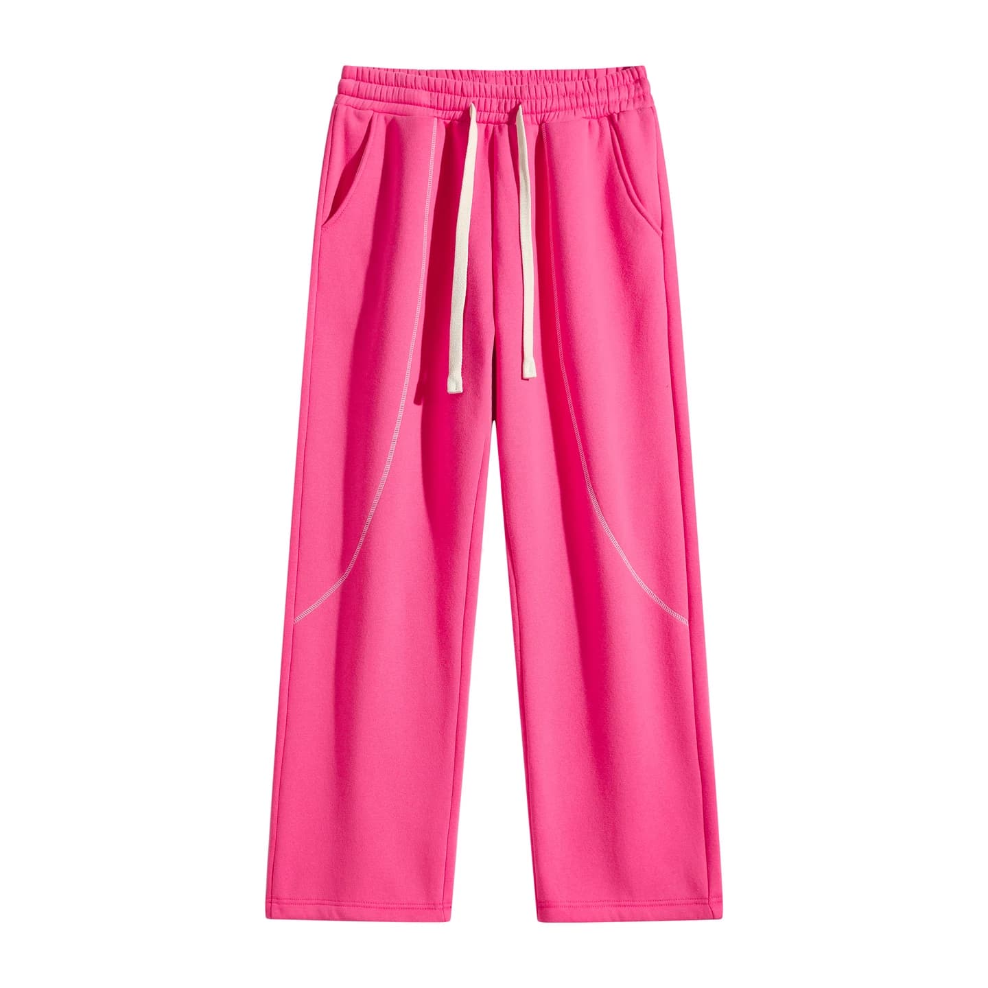 Curved Seam Sweatpants in Hot Pink, front flat lay