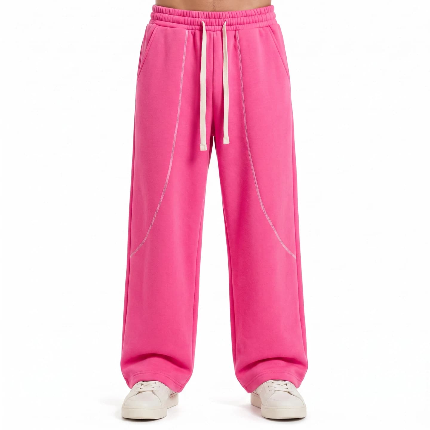 Curved Seam Sweatpants in Hot Pink, relaxed men's fit