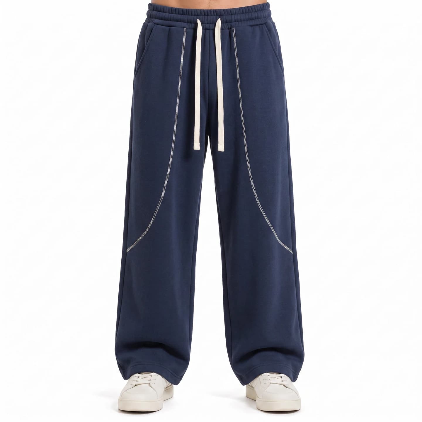 Curved Seam Sweatpants in Navy, relaxed men's fit