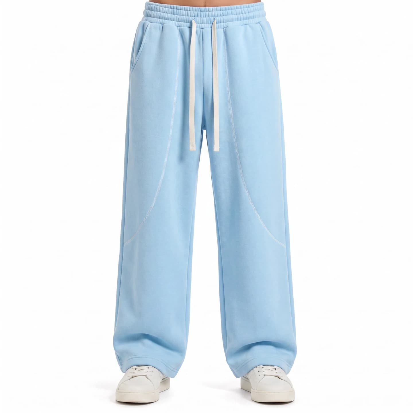 Curved Seam Sweatpants in Sky Blue, relaxed men's fit