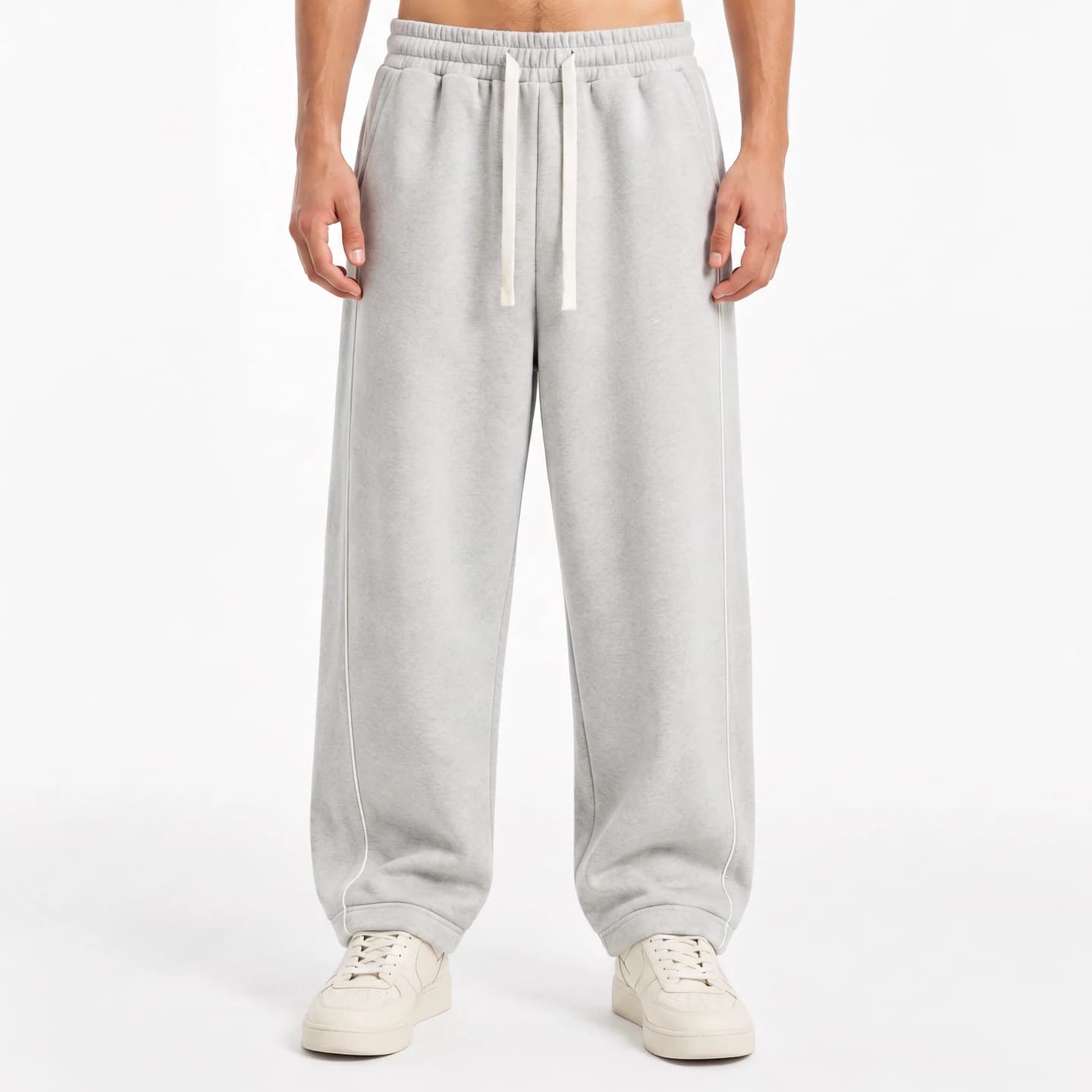Front Seam Sweatpants in Heather Gray, relaxed men's fit