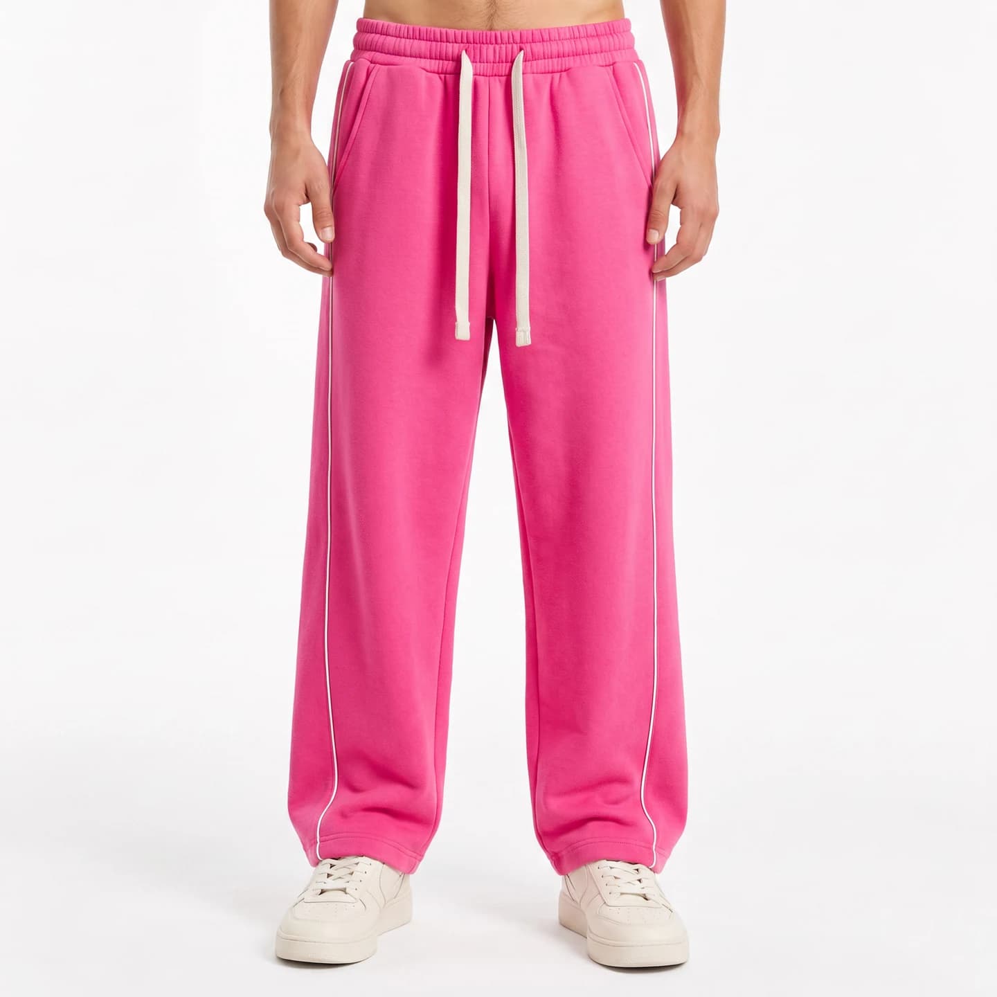 Front Seam Sweatpants in Hot Pink, relaxed men's fit