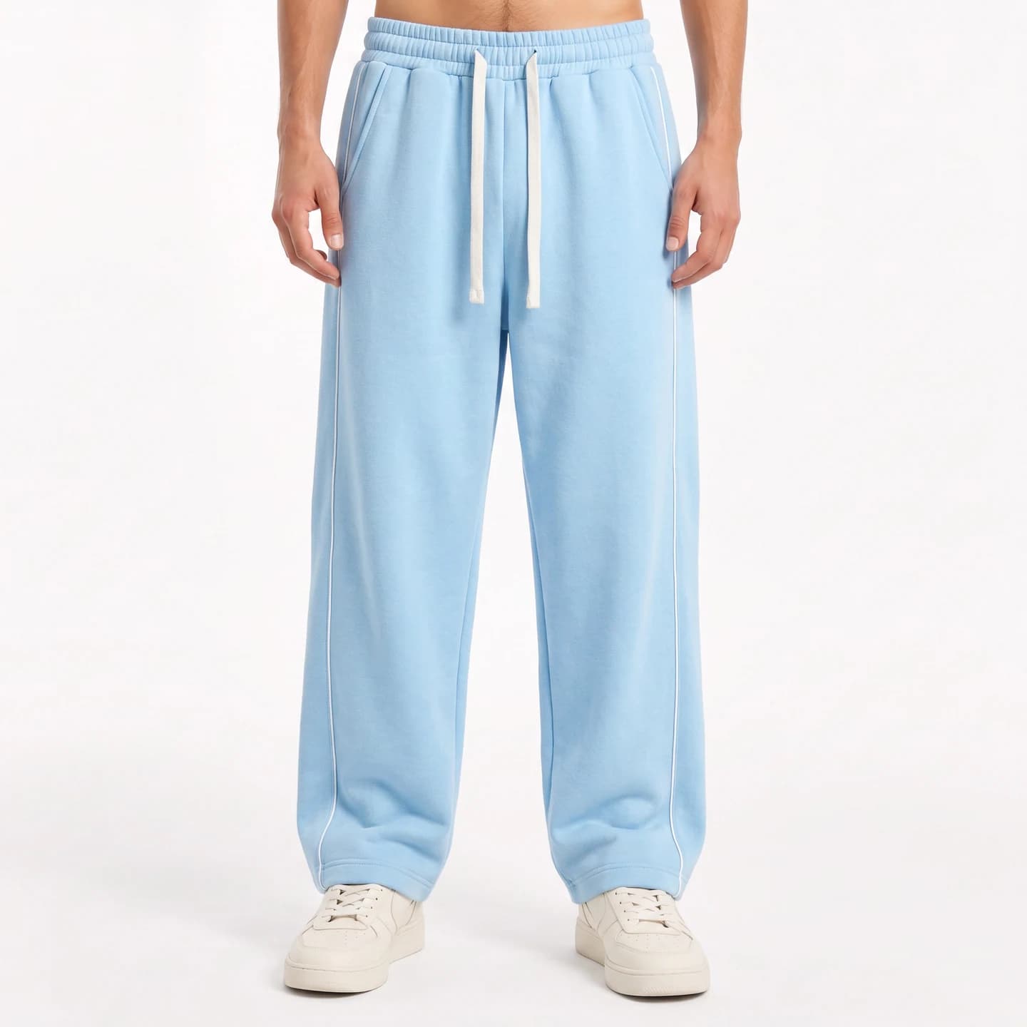 Front Seam Sweatpants in Sky Blue, relaxed men's fit