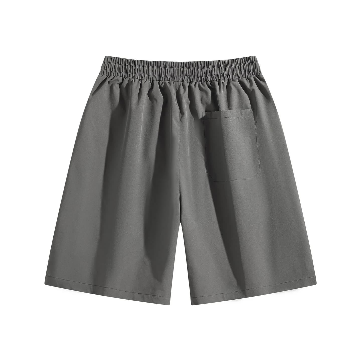 Relaxed Woven Shorts in Charcoal, back flat lay