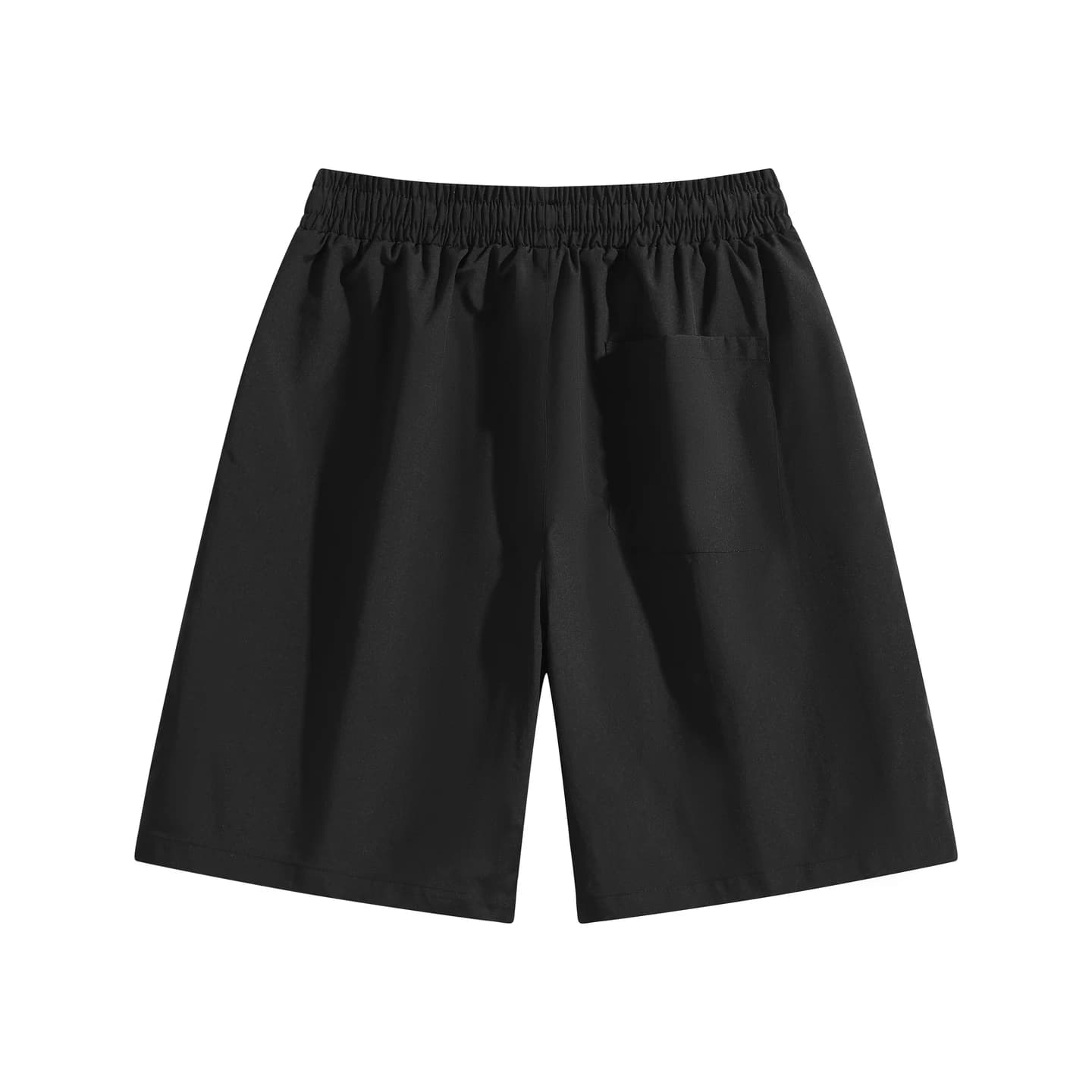 Relaxed Woven Shorts in Graphite Black, back flat lay