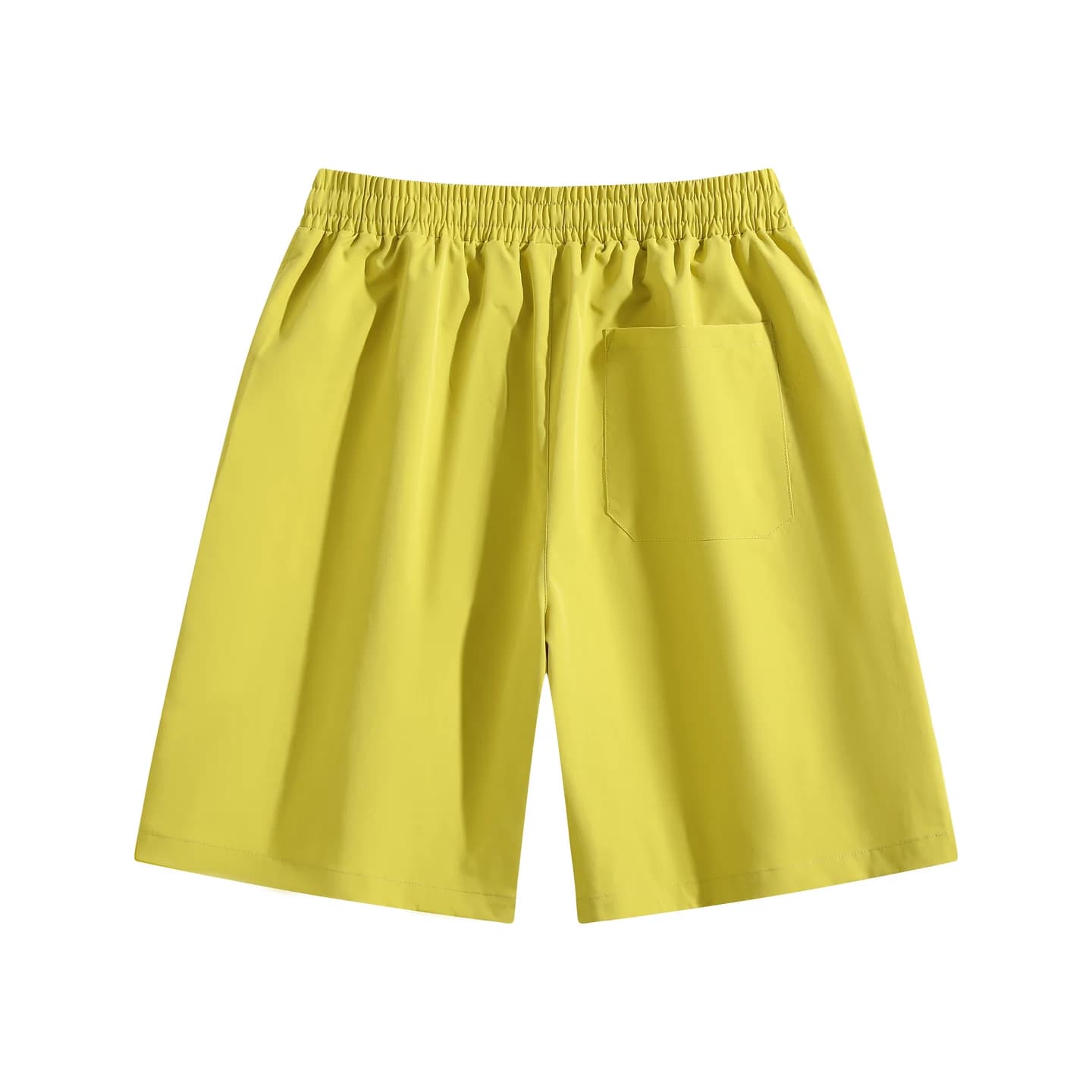 Relaxed Woven Shorts in Lemon Yellow, back flat lay