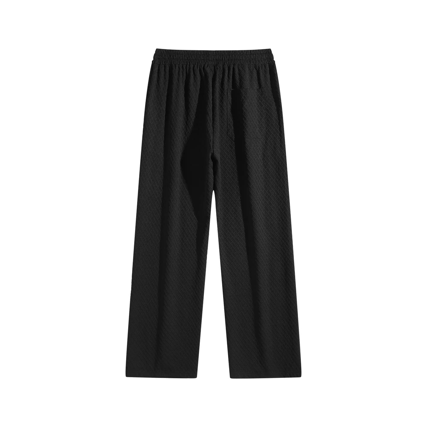 Textured Relaxed Stretch Pants in Black, back flat lay