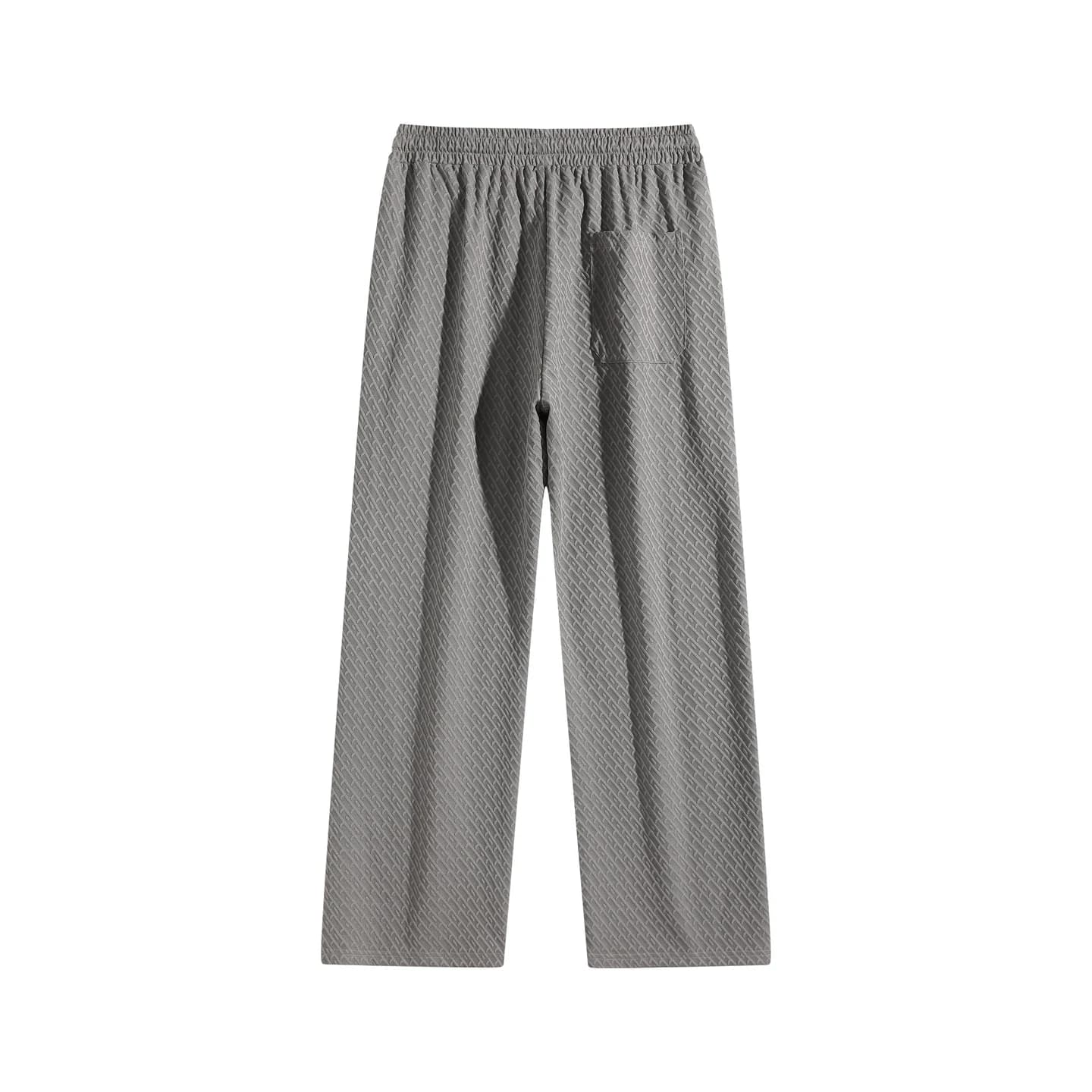 Textured Relaxed Stretch Pants in Light Gray, back flat lay