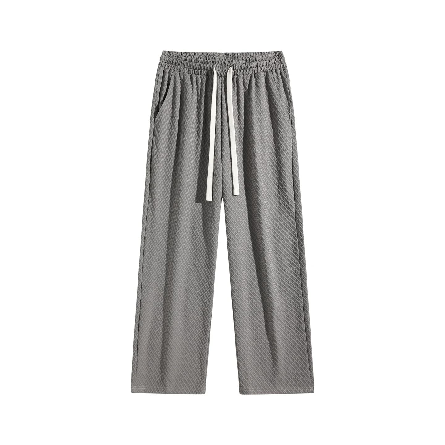 Textured Relaxed Stretch Pants in Light Gray, front flat lay