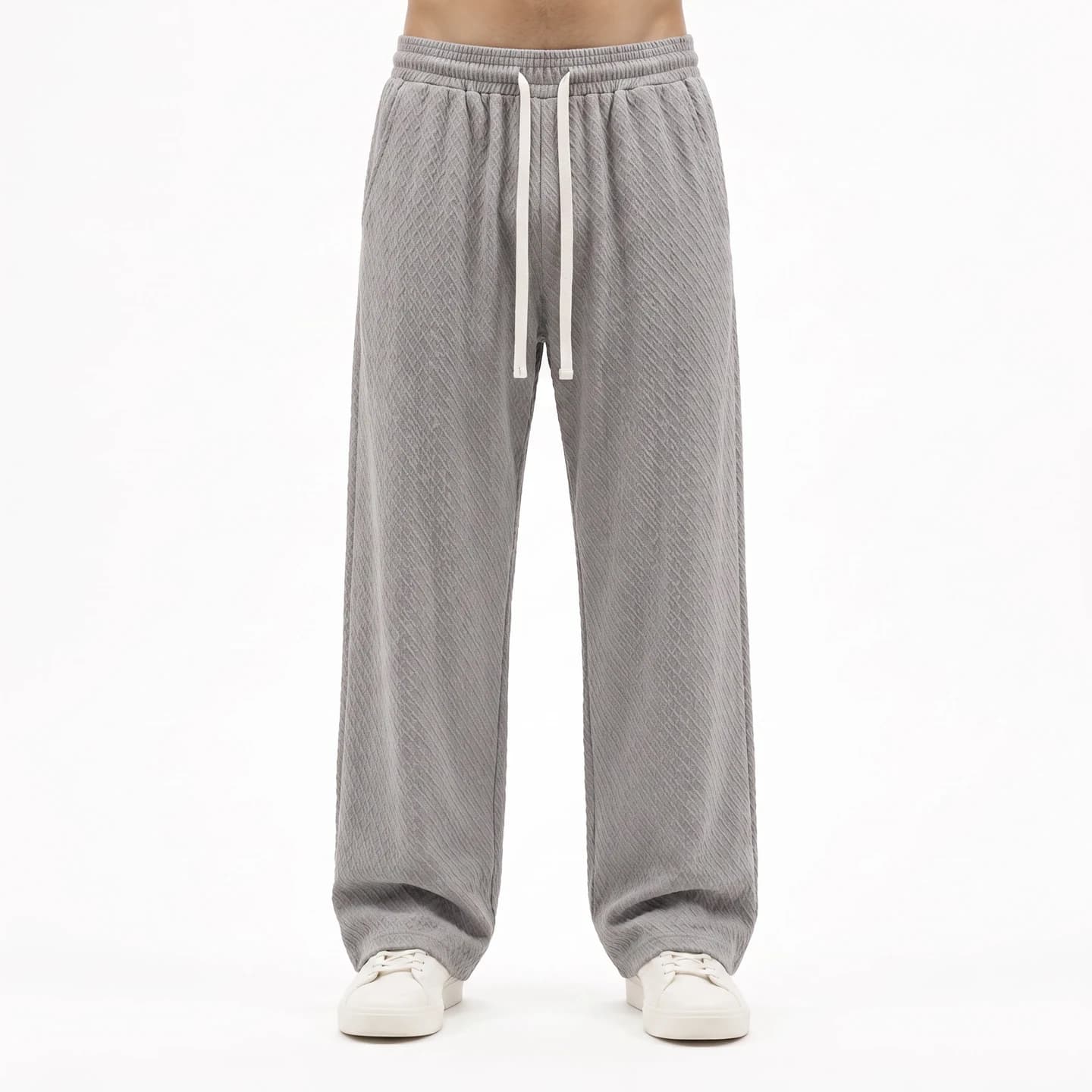 Textured Relaxed Stretch Pants in Light Gray, relaxed men's fit