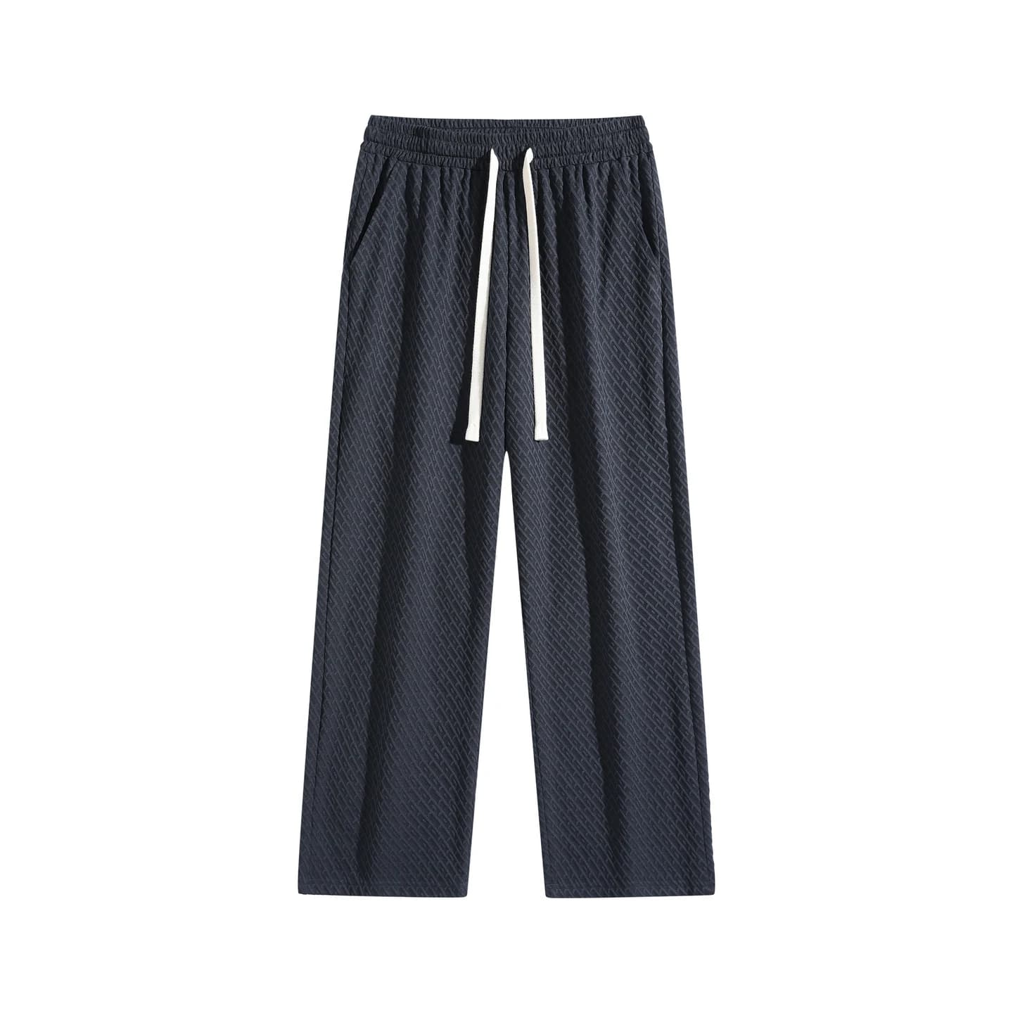 Textured Relaxed Stretch Pants in Navy, front flat lay