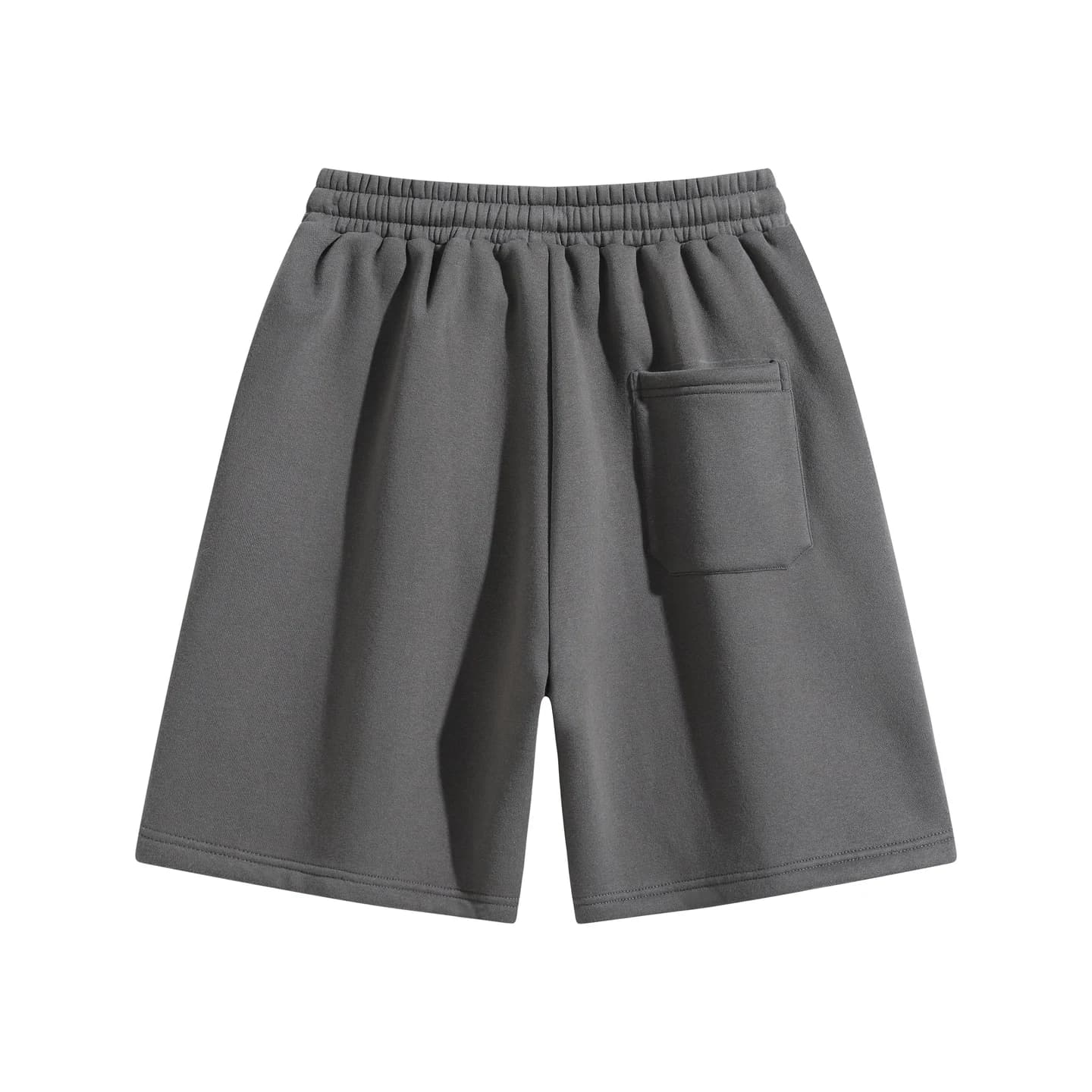 Metcr Relaxed Shorts in Charcoal, back flat lay