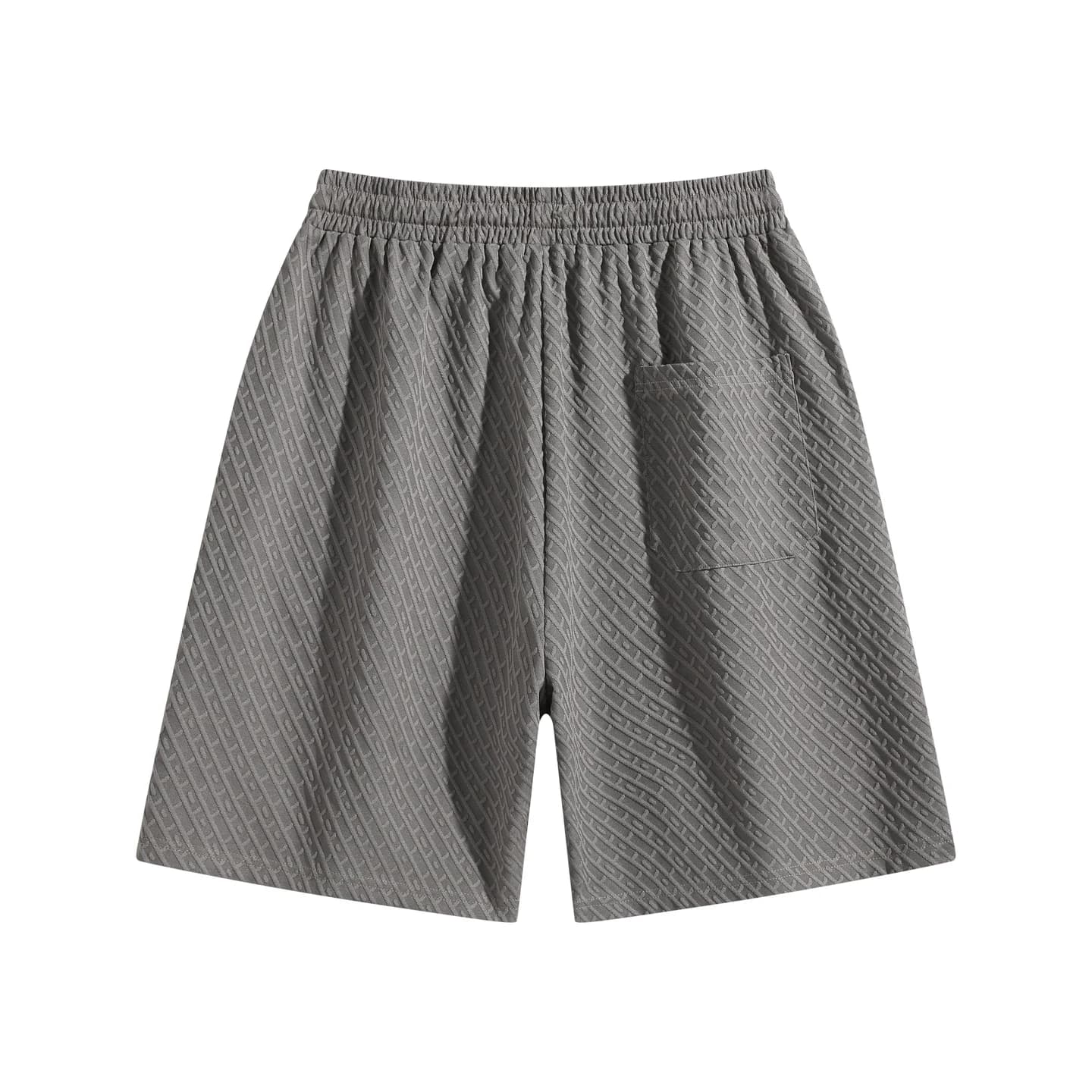 Textured Relaxed Shorts in Light Gray, back flat lay