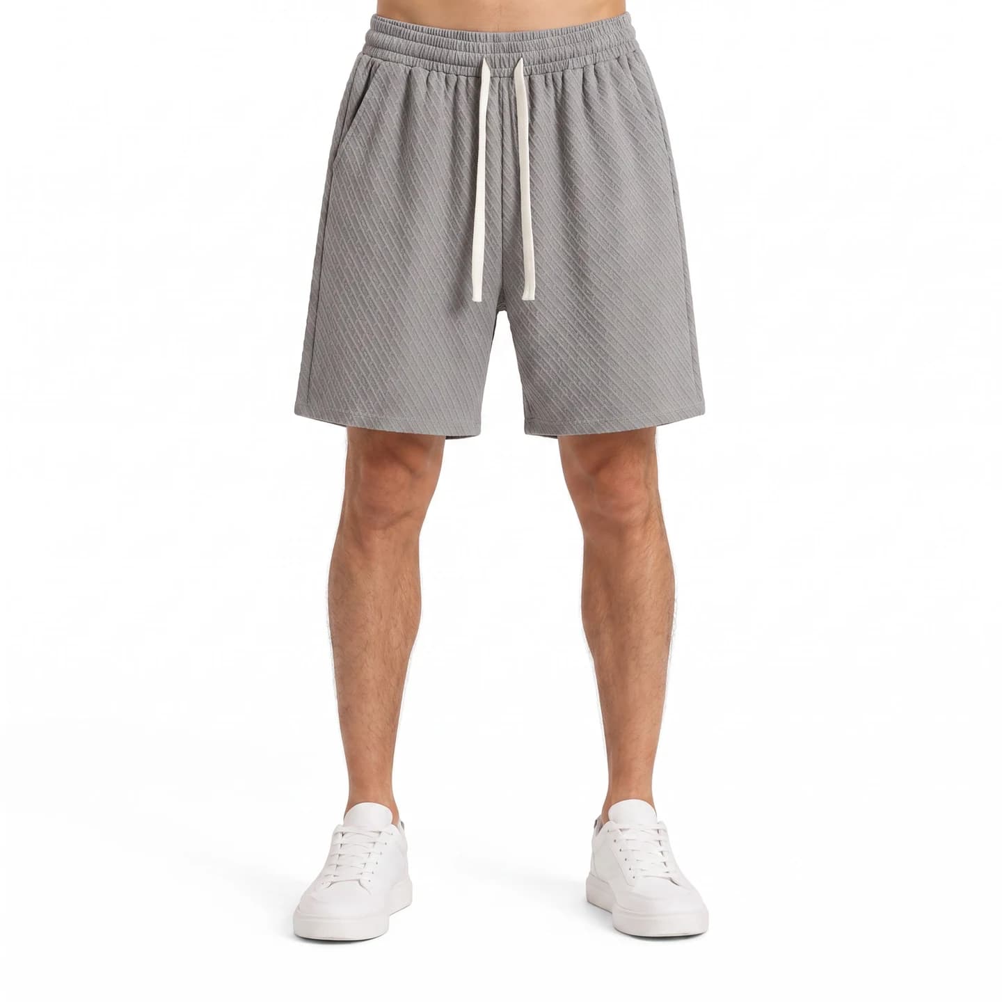 Textured Relaxed Shorts in Light Gray, relaxed men's fit