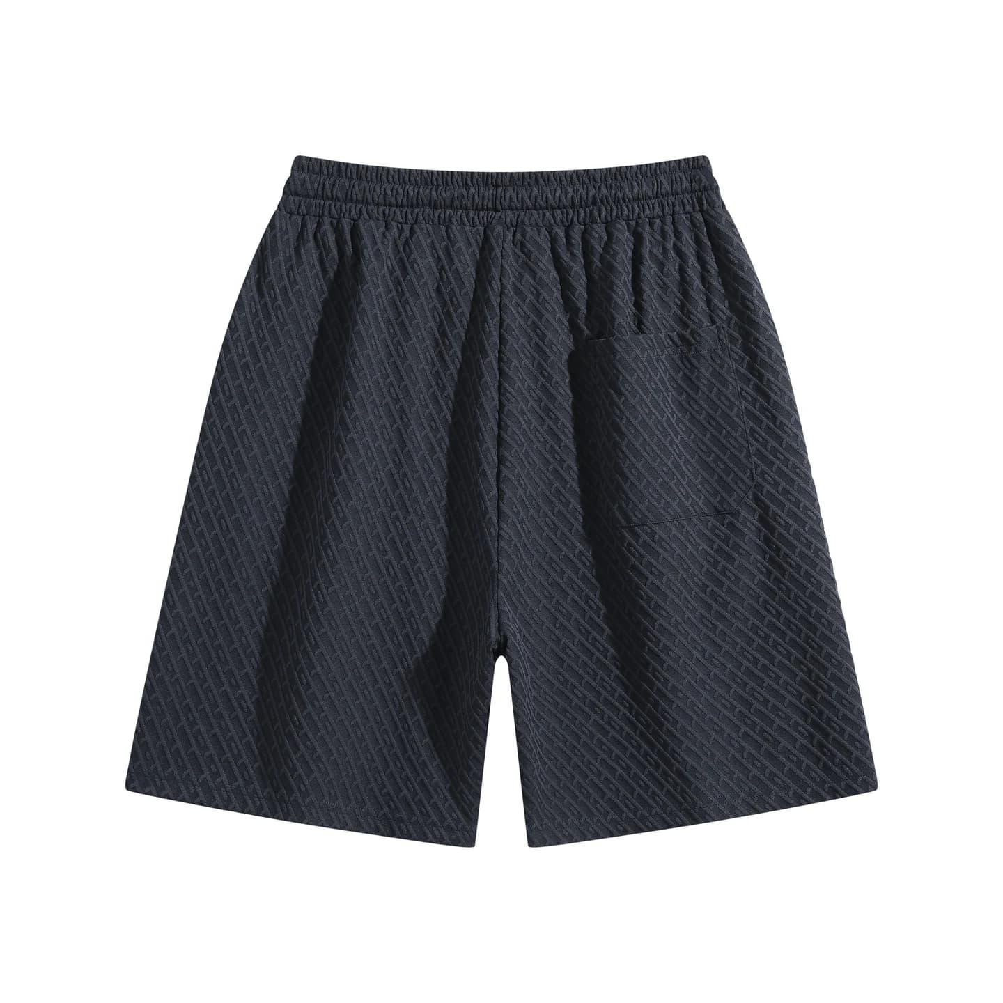 Textured Relaxed Shorts in Navy, back flat lay