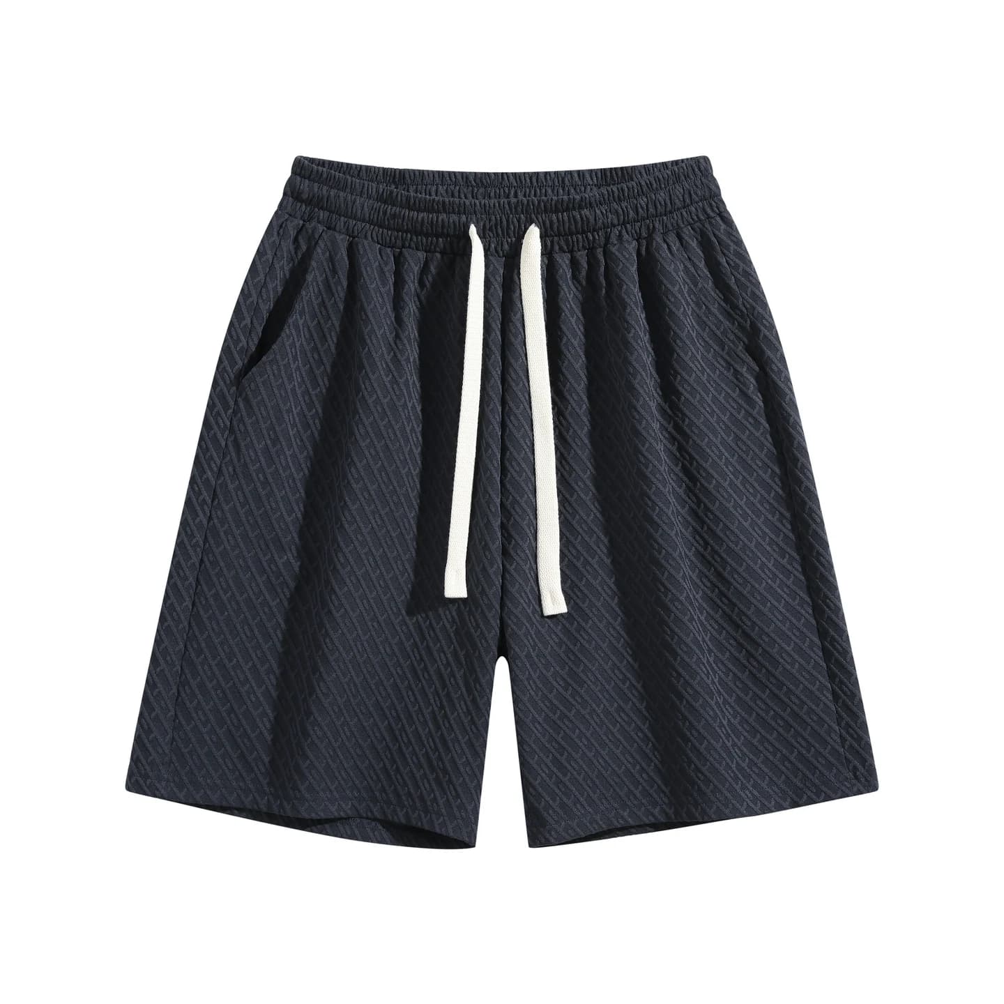 Textured Relaxed Shorts in Navy, front flat lay
