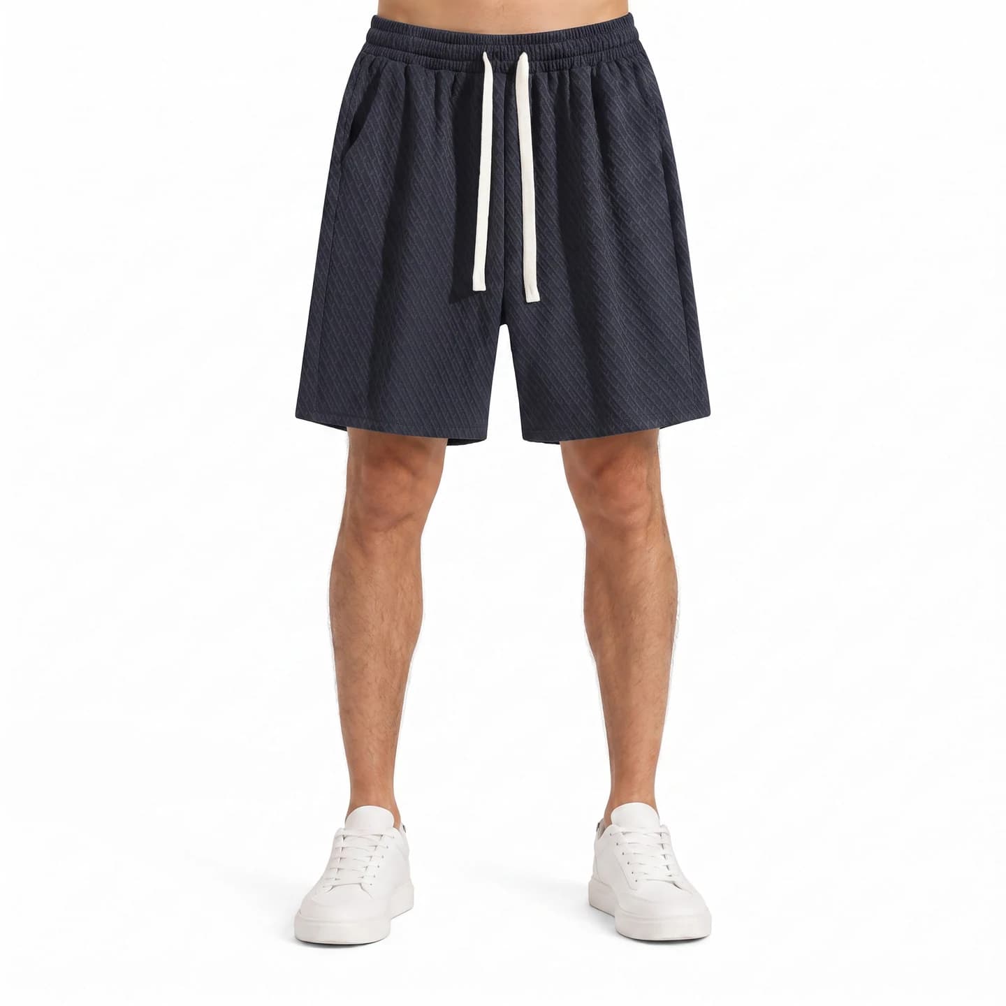 Textured Relaxed Shorts in Navy, relaxed men's fit
