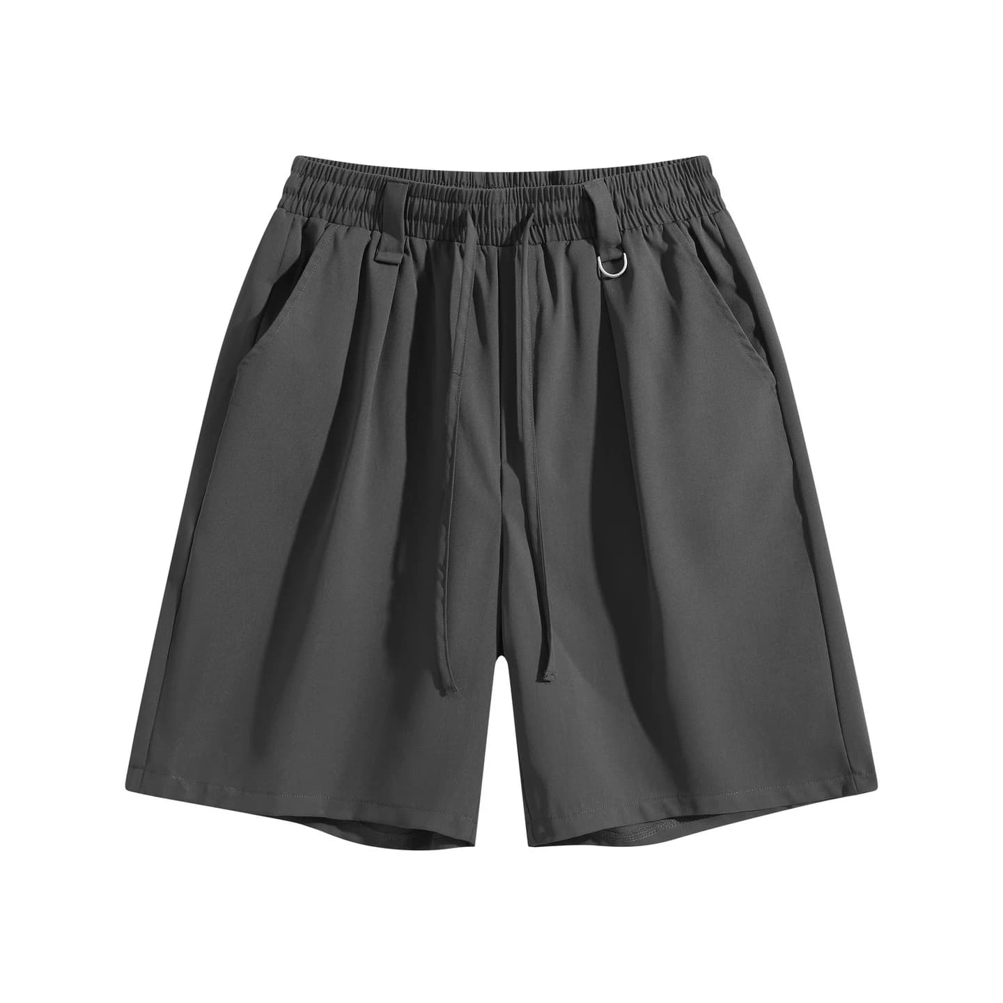 Relaxed Tailored Shorts in Charcoal, front flat lay