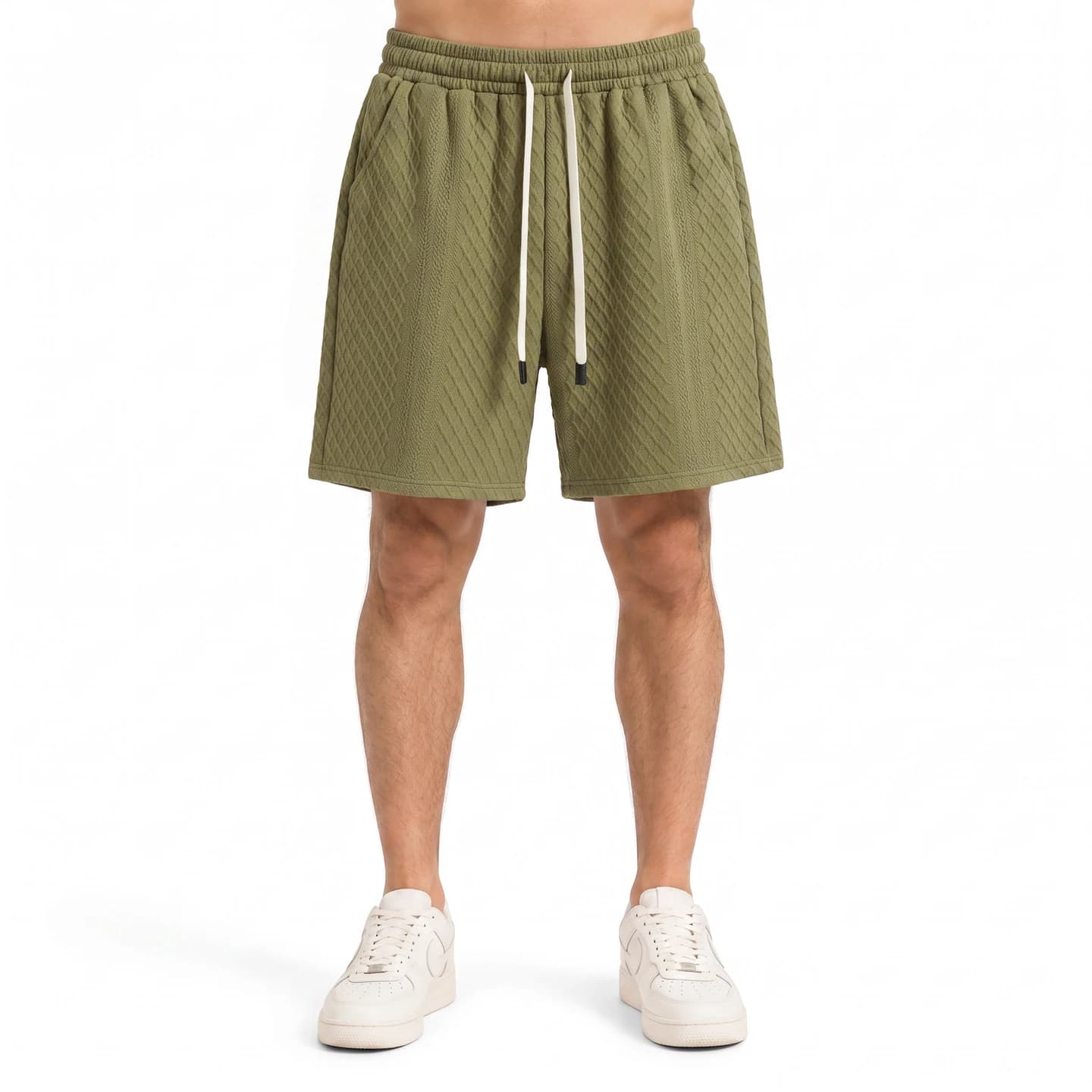 Jacquard Relaxed Shorts in Army Green, relaxed men's fit