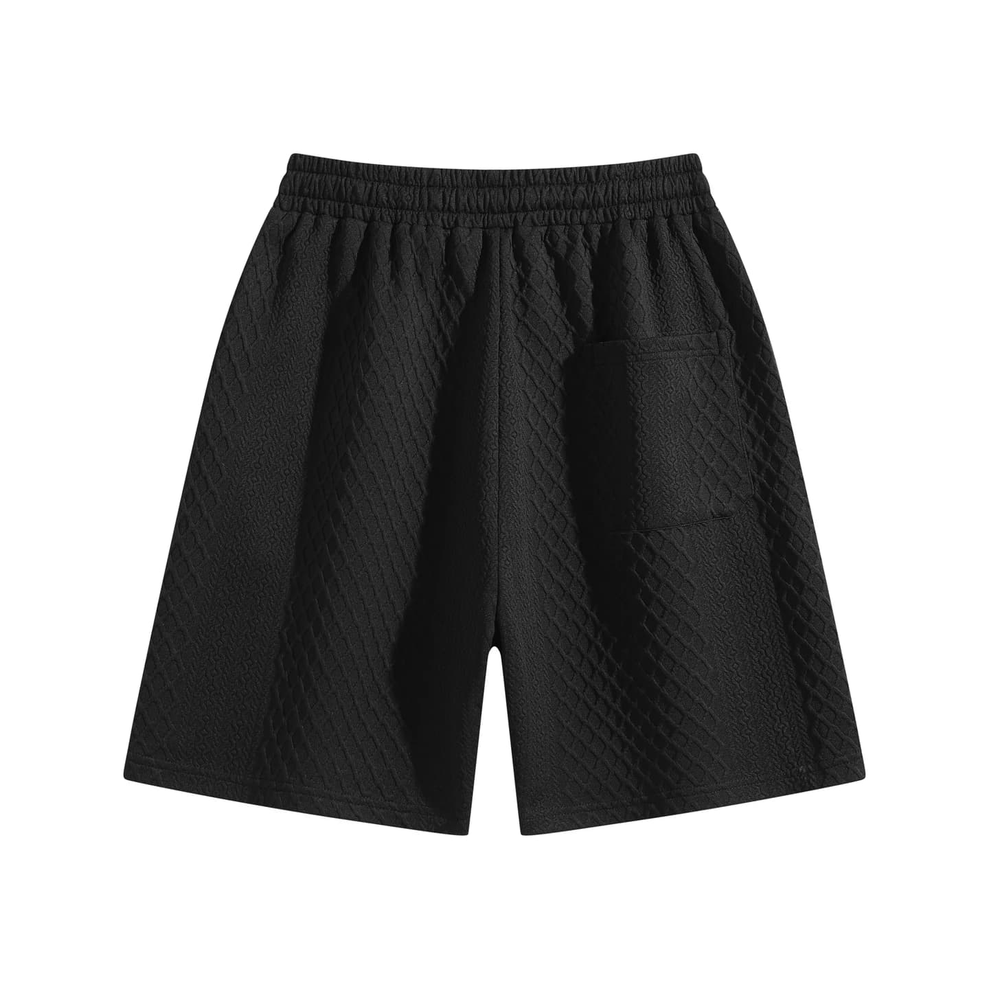 Jacquard Relaxed Shorts in Black, back flat lay
