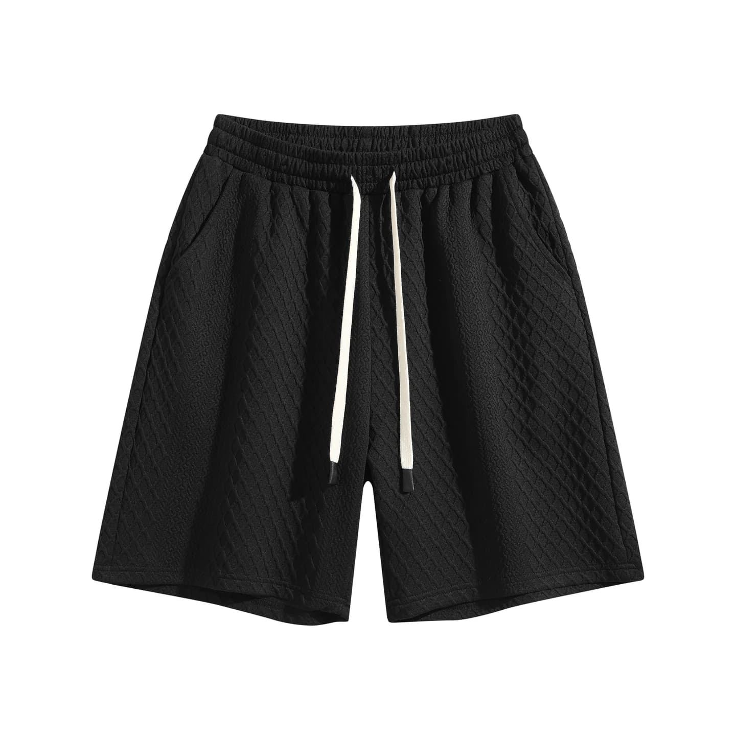 Jacquard Relaxed Shorts in Black, front flat lay