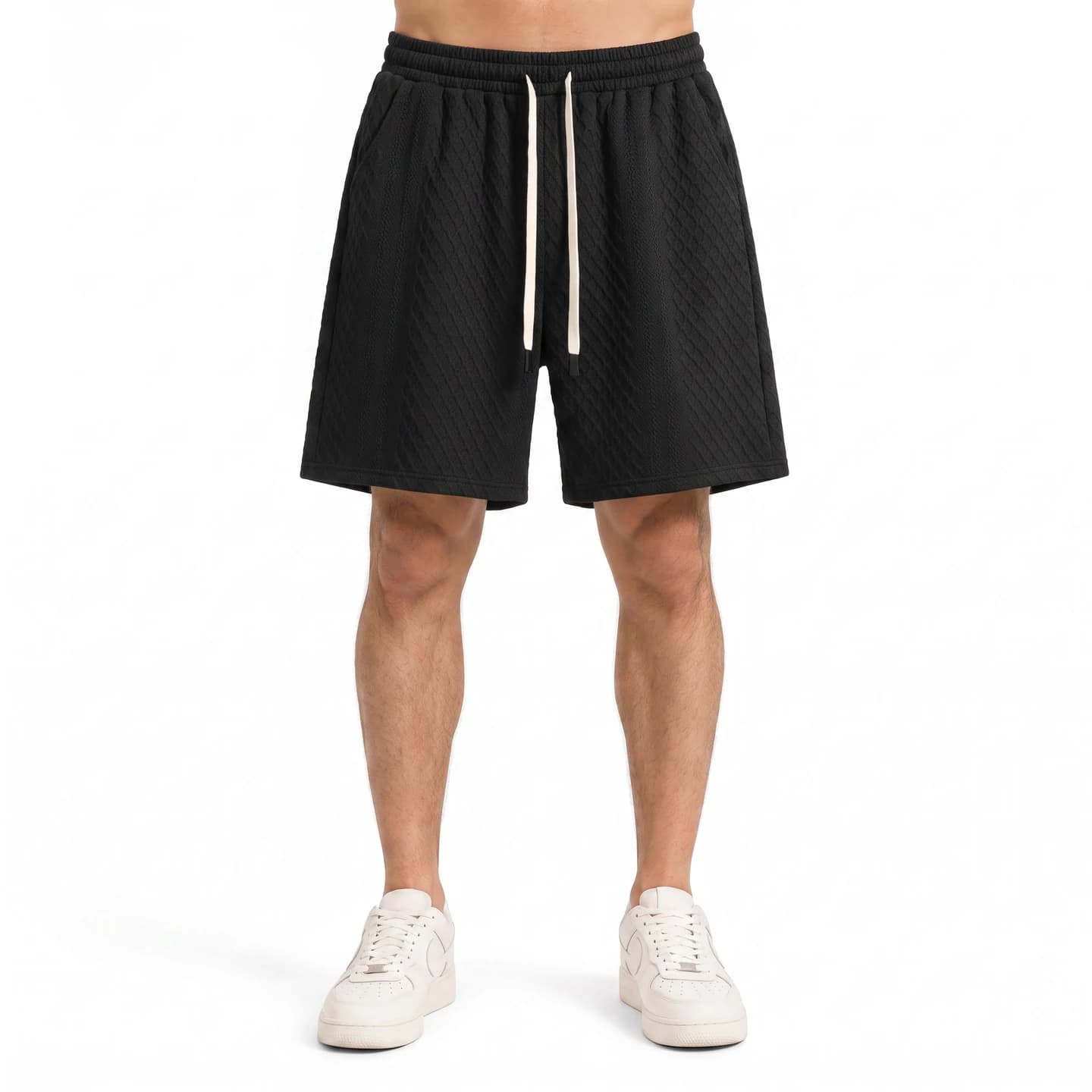 Jacquard Relaxed Shorts in Black, relaxed men's fit