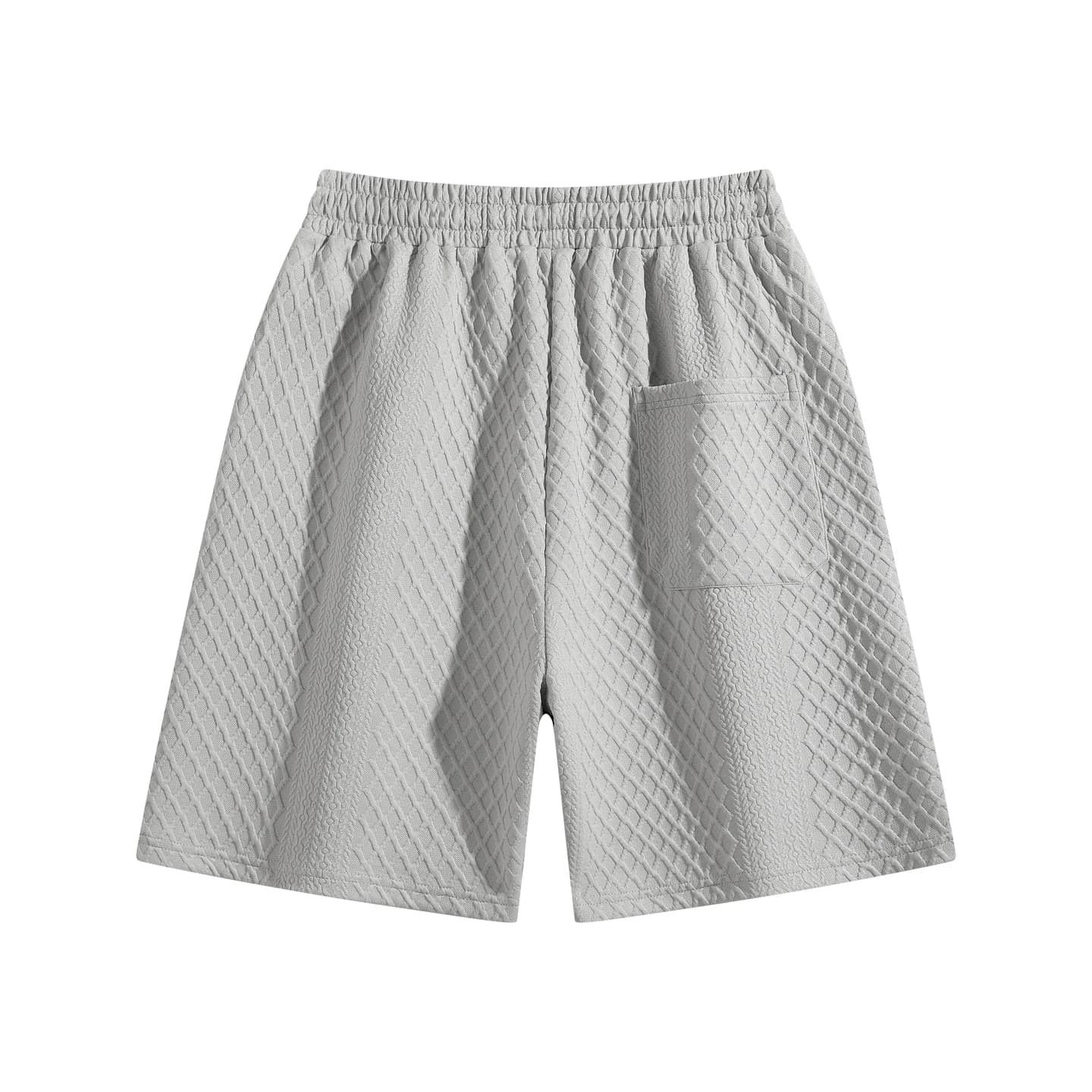 Jacquard Relaxed Shorts in Silver Gray, back flat lay