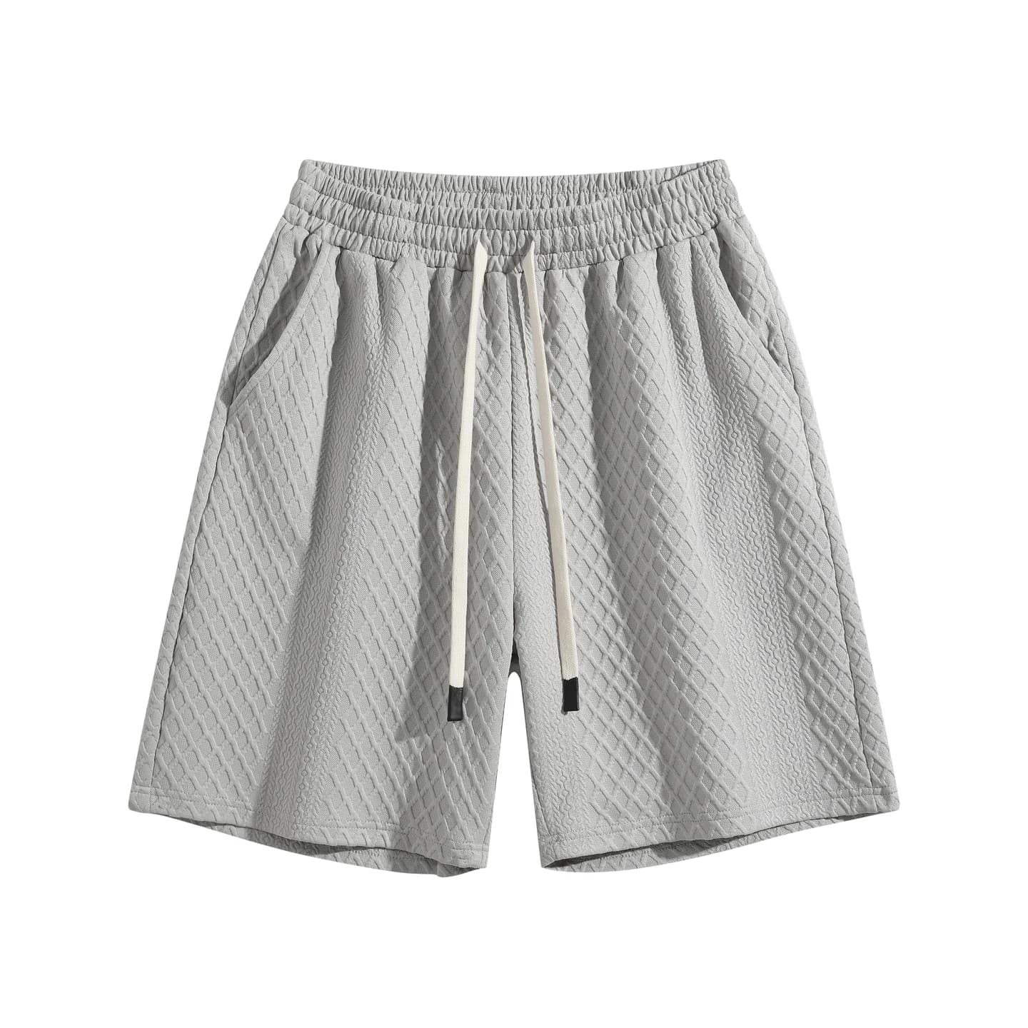 Jacquard Relaxed Shorts in Silver Gray, front flat lay