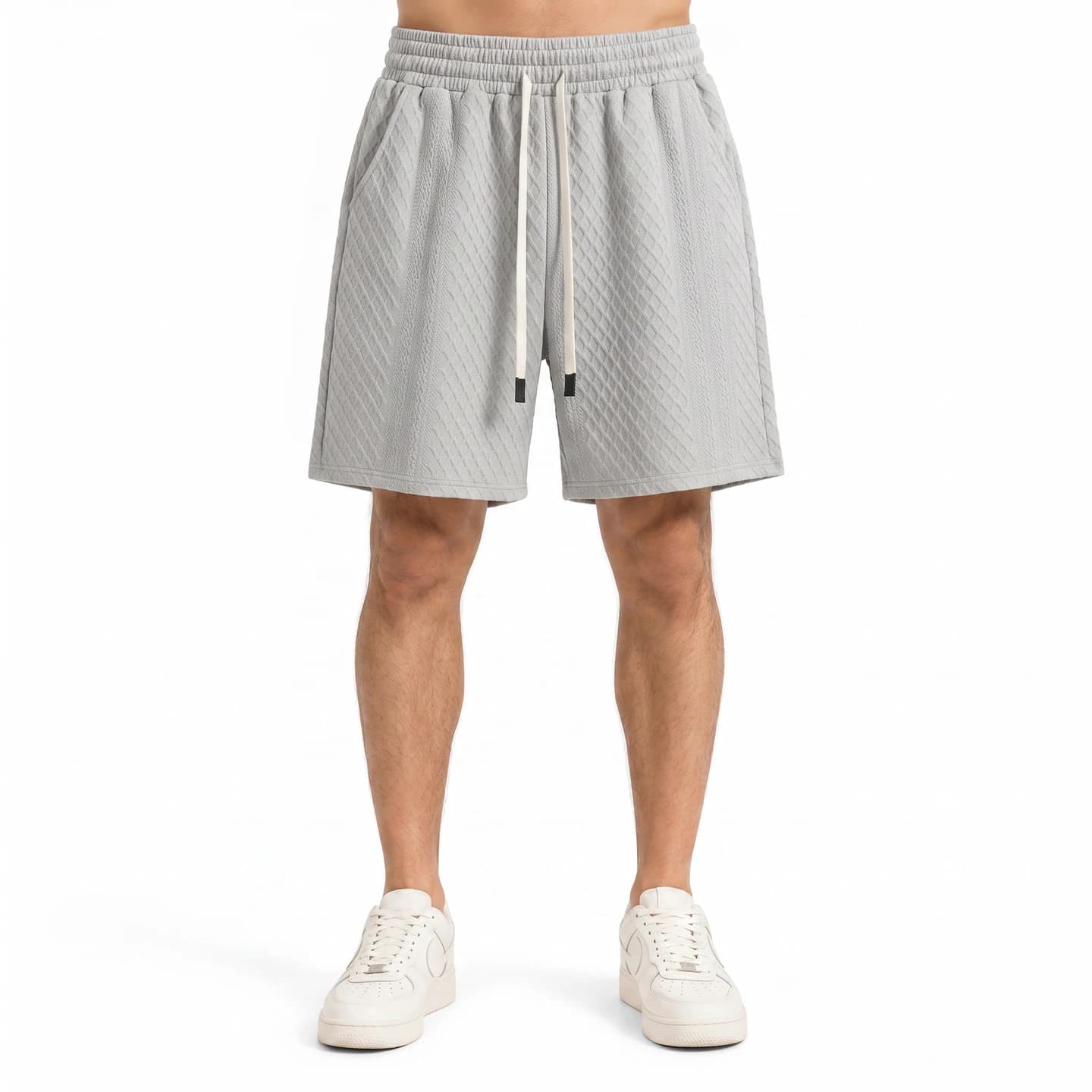 Jacquard Relaxed Shorts in Silver Gray, relaxed men's fit