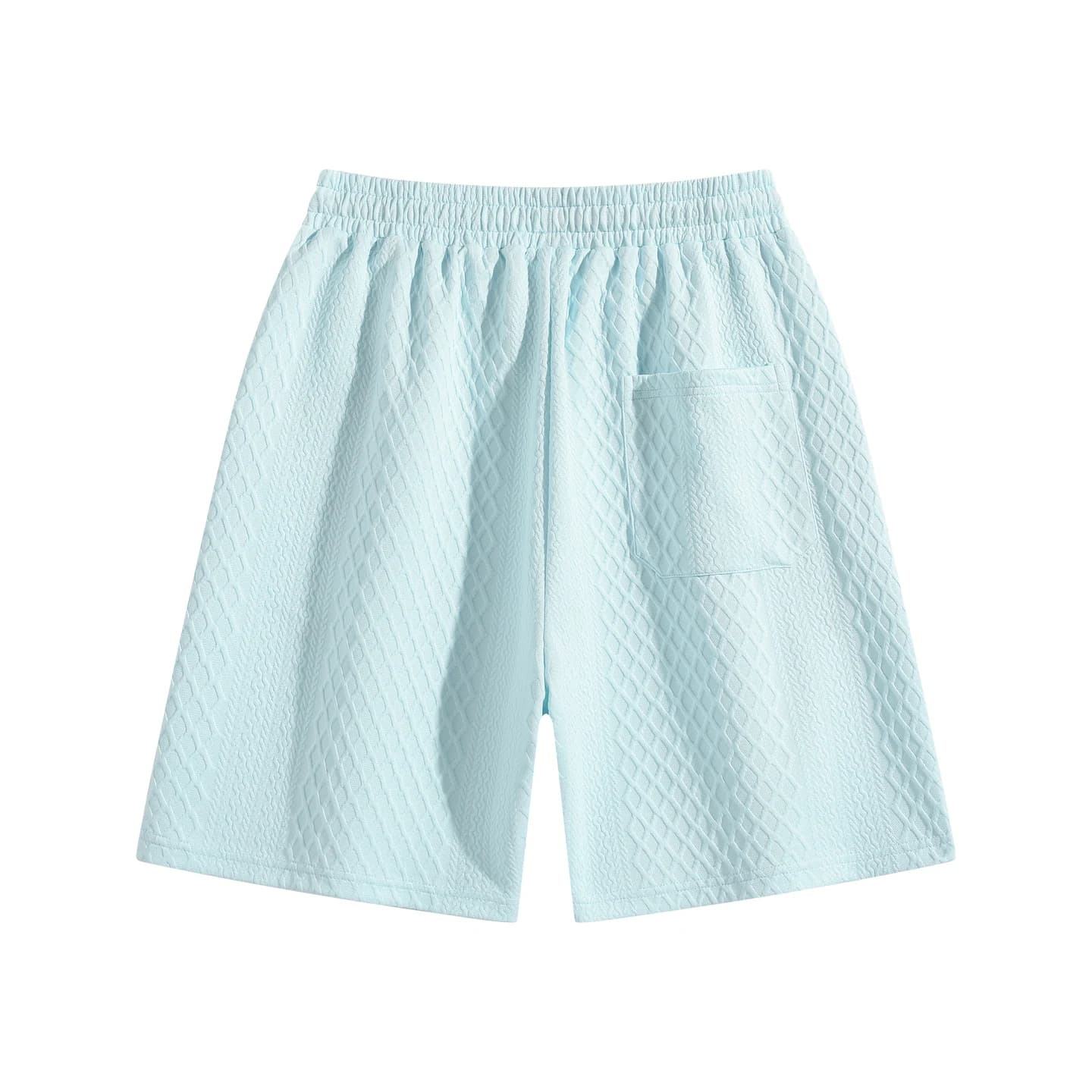 Jacquard Relaxed Shorts in Sky Blue, back flat lay