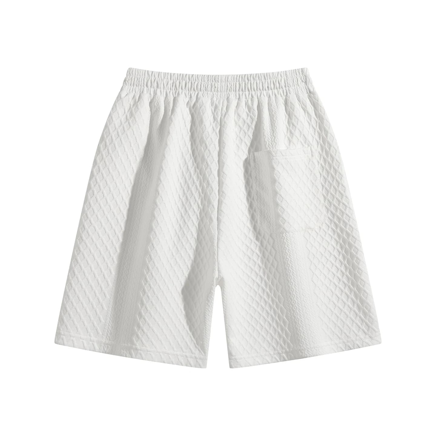 Jacquard Relaxed Shorts in White, back flat lay