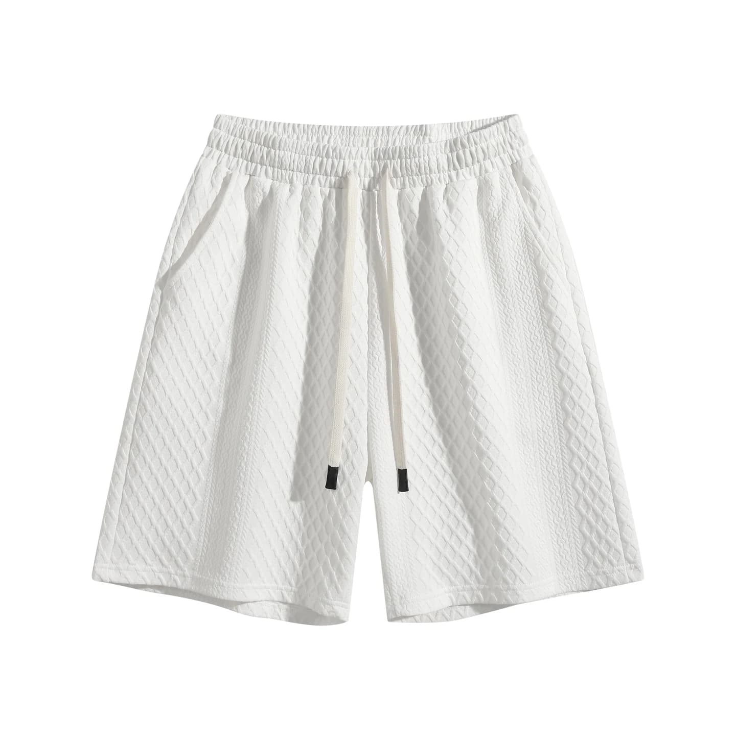 Jacquard Relaxed Shorts White, front flat lay