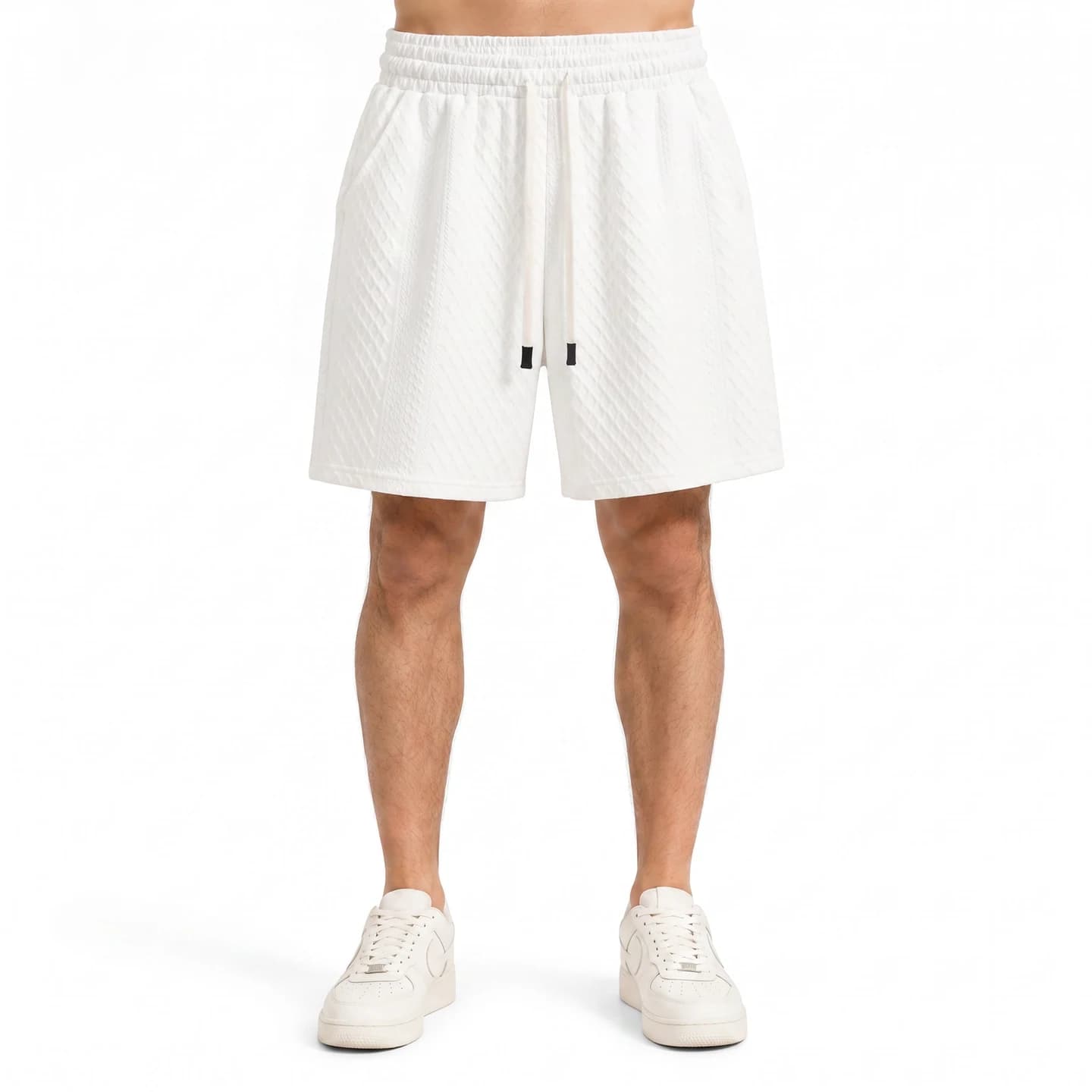 Jacquard Relaxed Shorts in White, relaxed men's fit