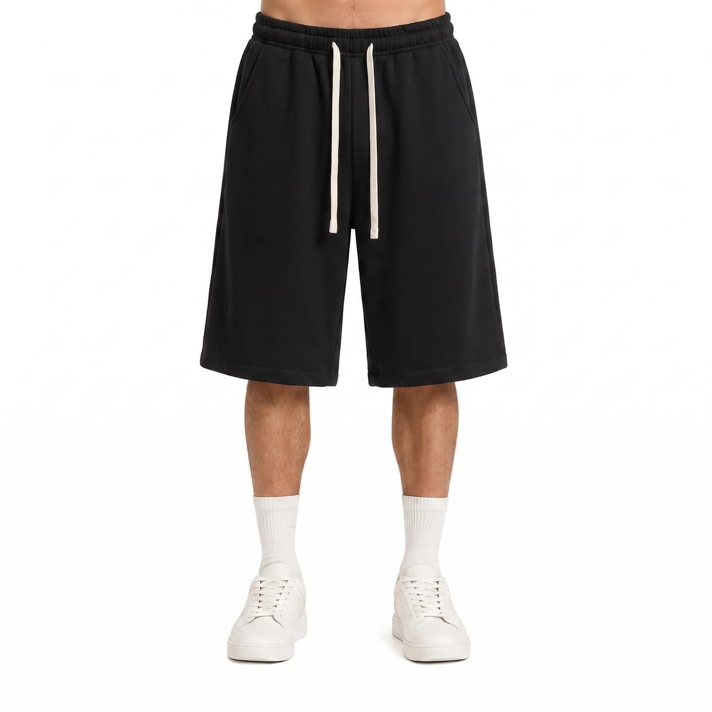 Relaxed Longline Shorts in Black, relaxed men's fit
