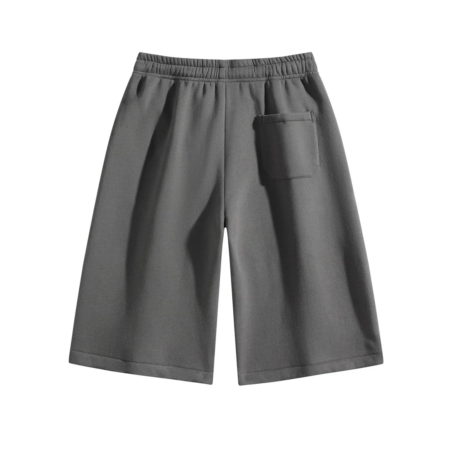 Relaxed Longline Shorts in Charcoal, back flat lay
