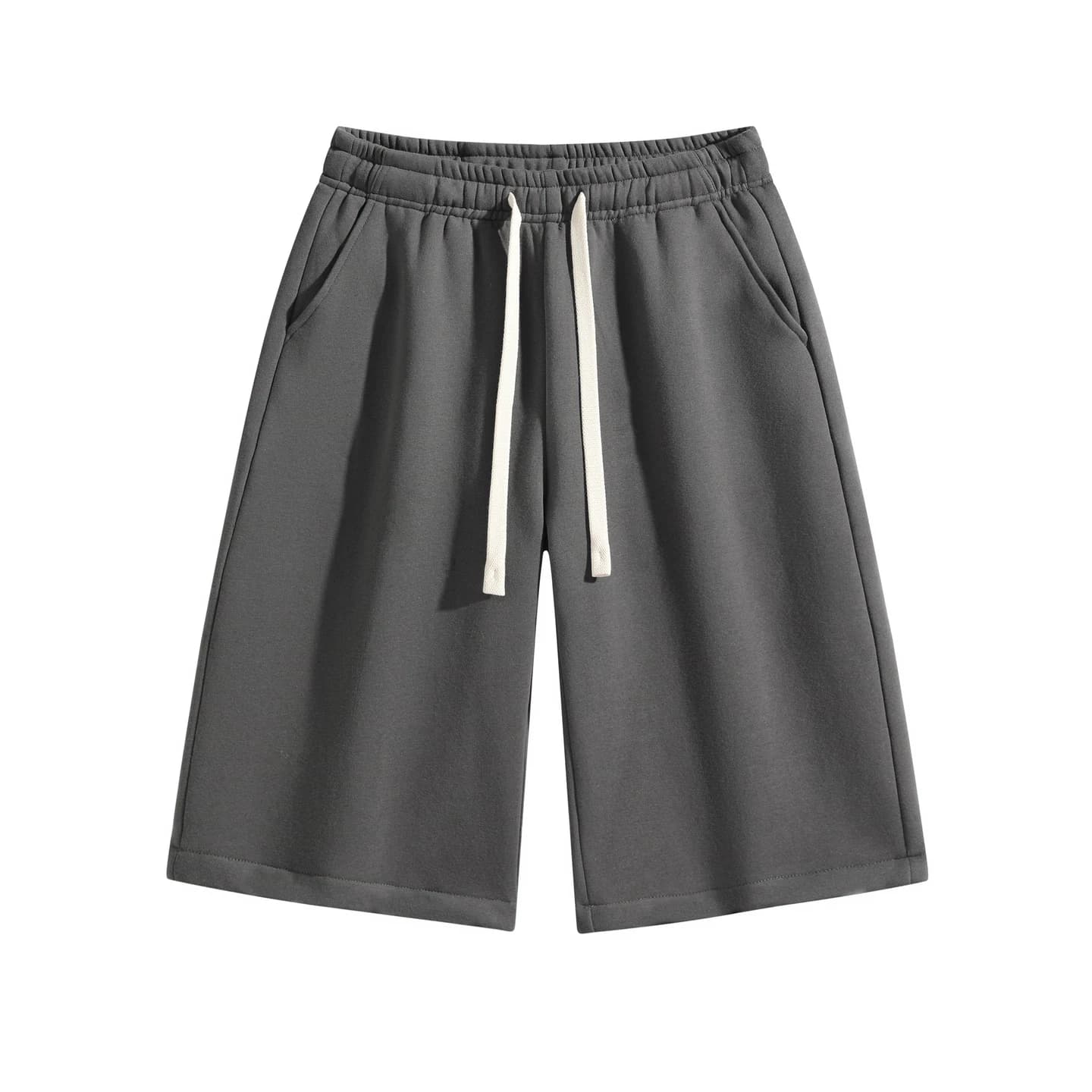 Relaxed Longline Shorts in Charcoal, front flat lay