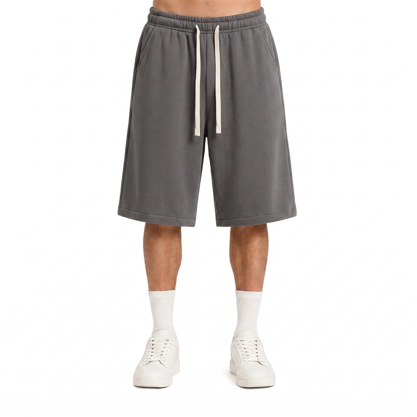 Relaxed Longline Shorts in Charcoal, relaxed men's fit