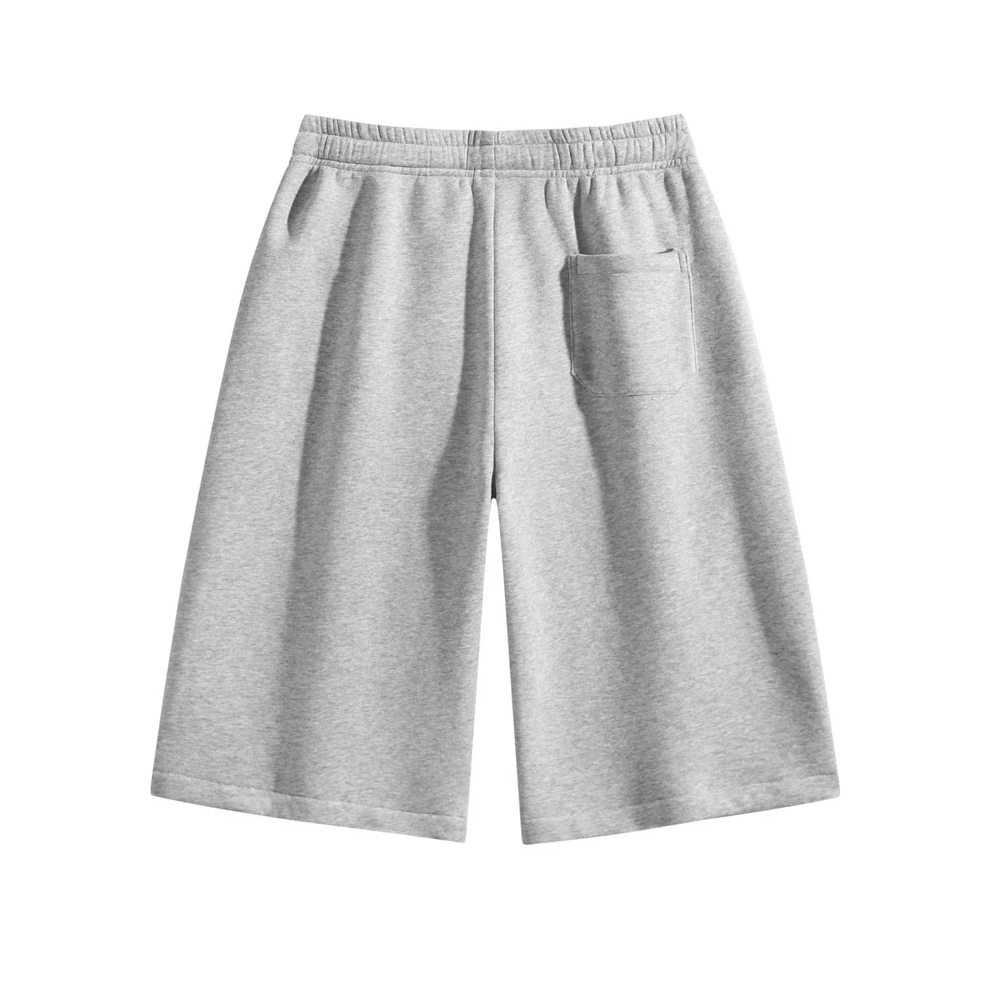 Relaxed Longline Shorts in Heather Gray, back flat lay