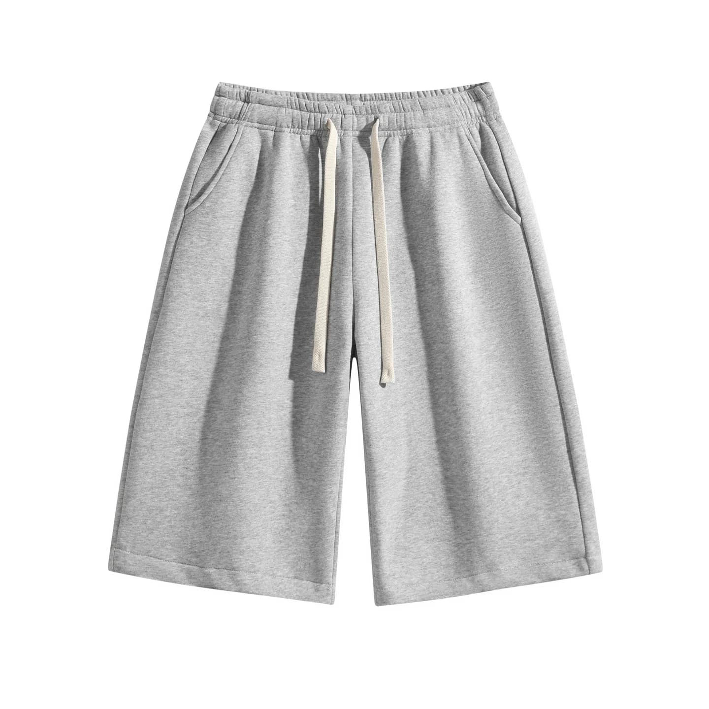 Relaxed Longline Shorts in Heather Gray, front flat lay