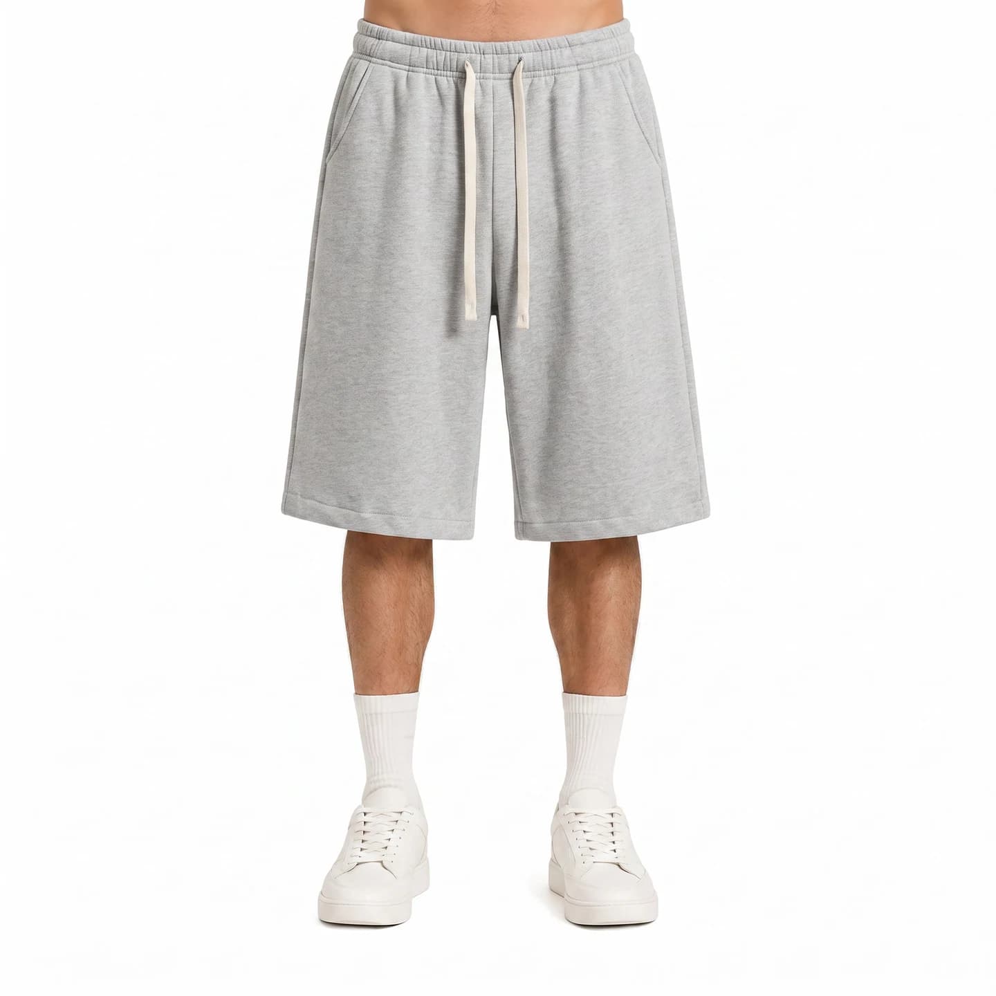 Relaxed Longline Shorts in Heather Gray, relaxed men's fit