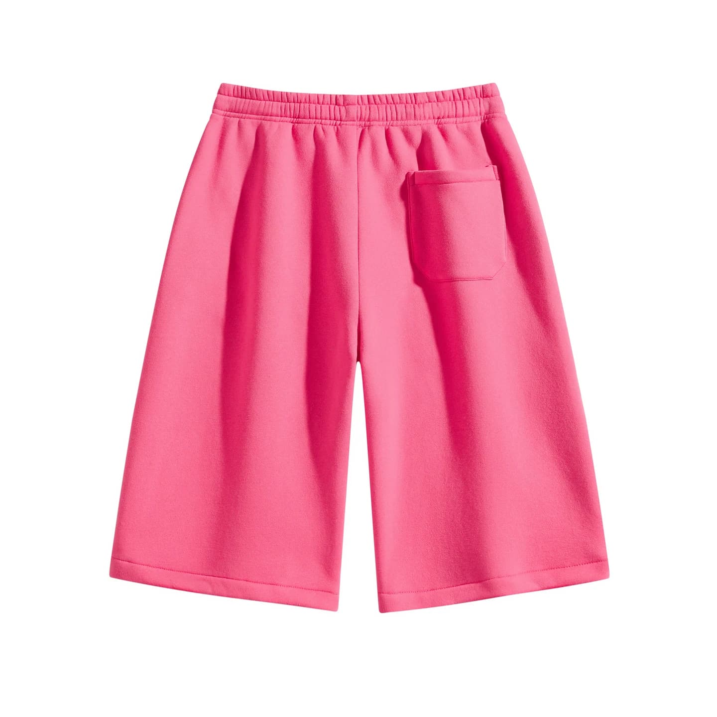 Relaxed Longline Shorts in Hot Pink, back flat lay