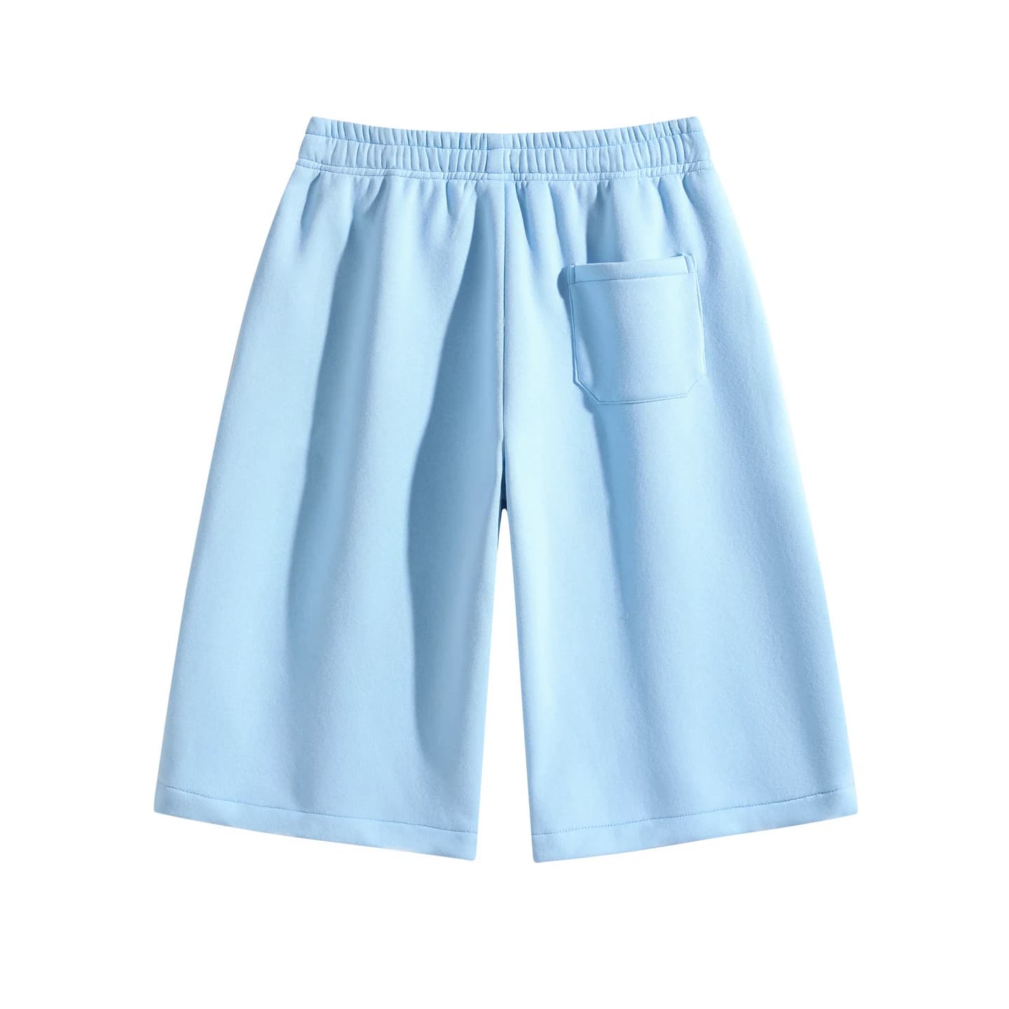 Relaxed Longline Shorts in Sky Blue, back flat lay