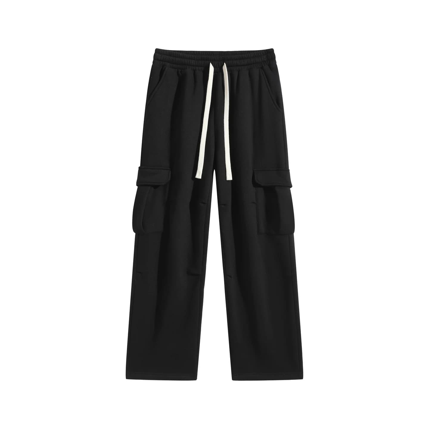Relaxed Cargo Sweatpants in Black, front flat lay